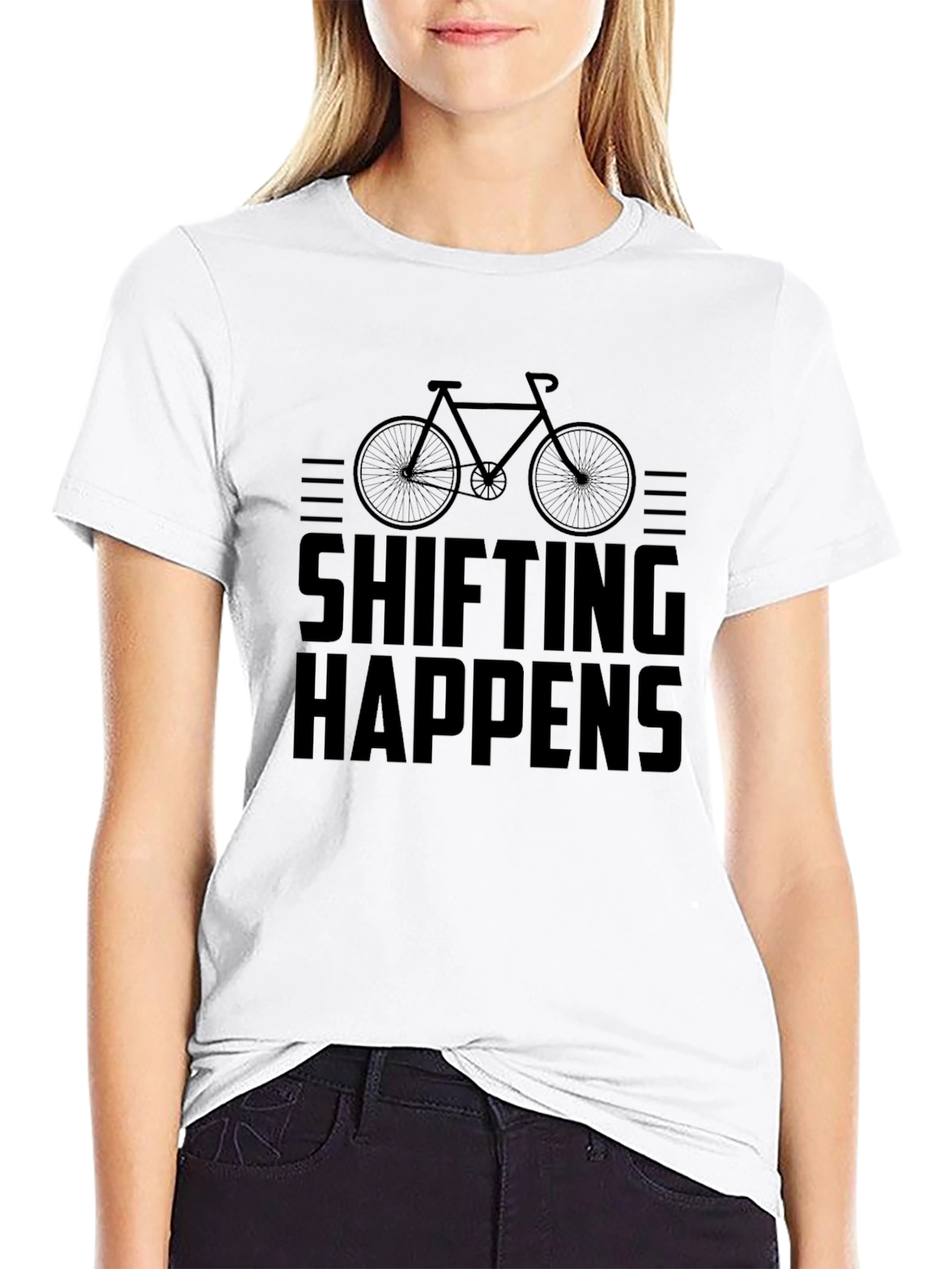 Black Shifting Happens Graphic T-Shirt - Cycling Humor view 9