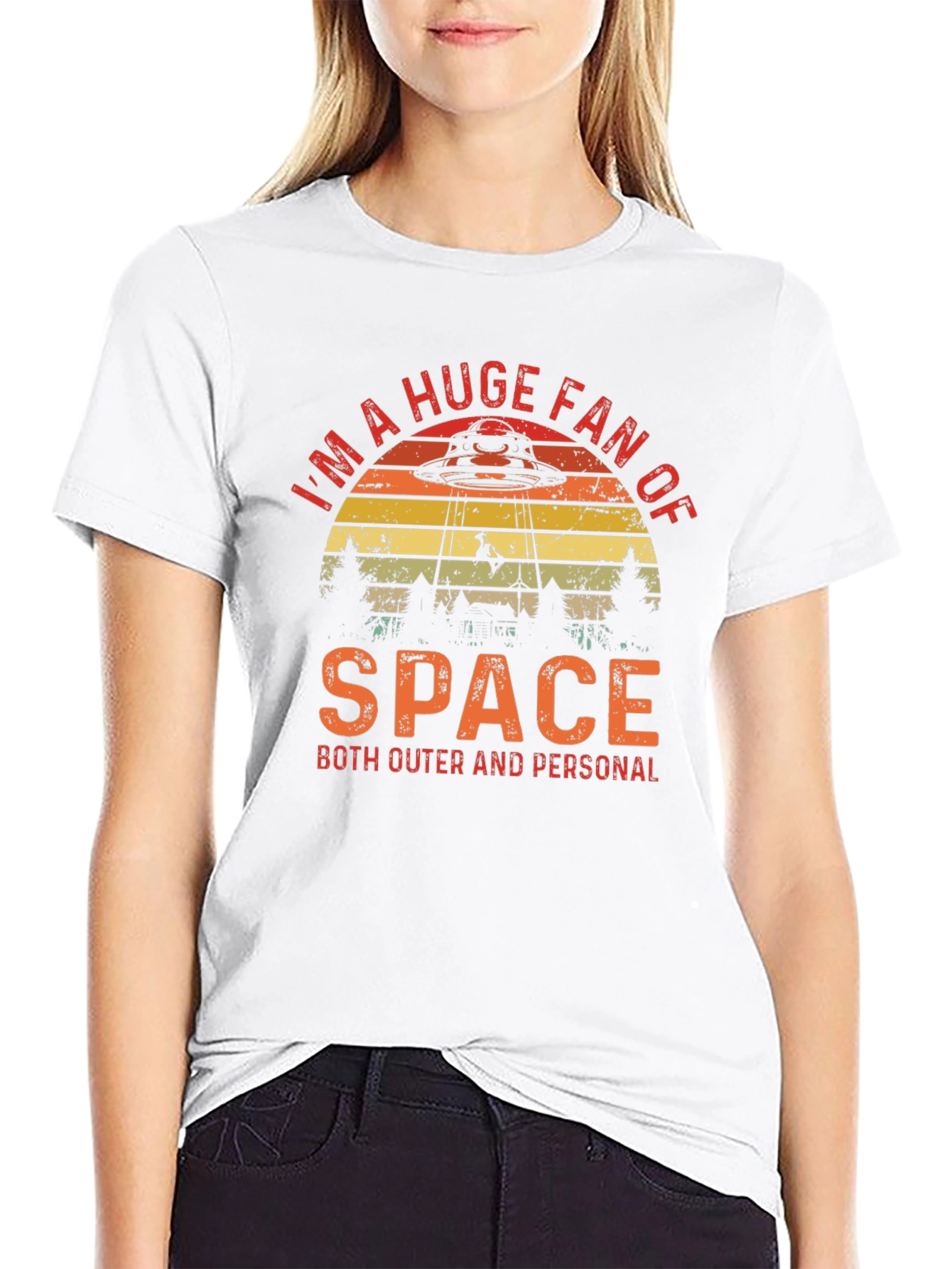 Black Huge Fan of Space UFO T-Shirt view 9