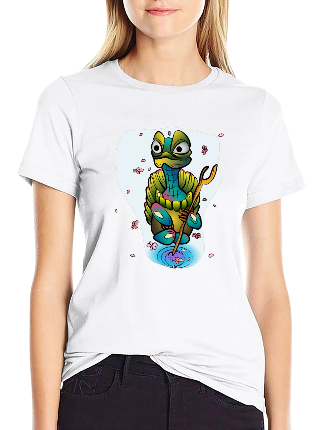 Black Cartoon Turtle Graphic Tee - Men's Black T-Shirt view 9