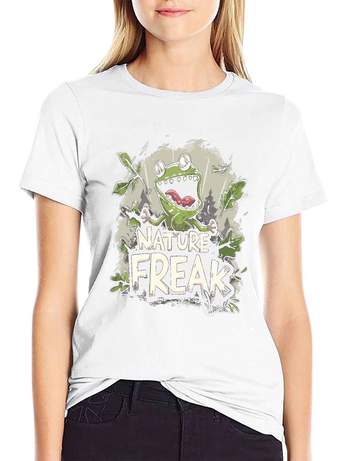 Black Nature Freak Frog Graphic T-Shirt view 9