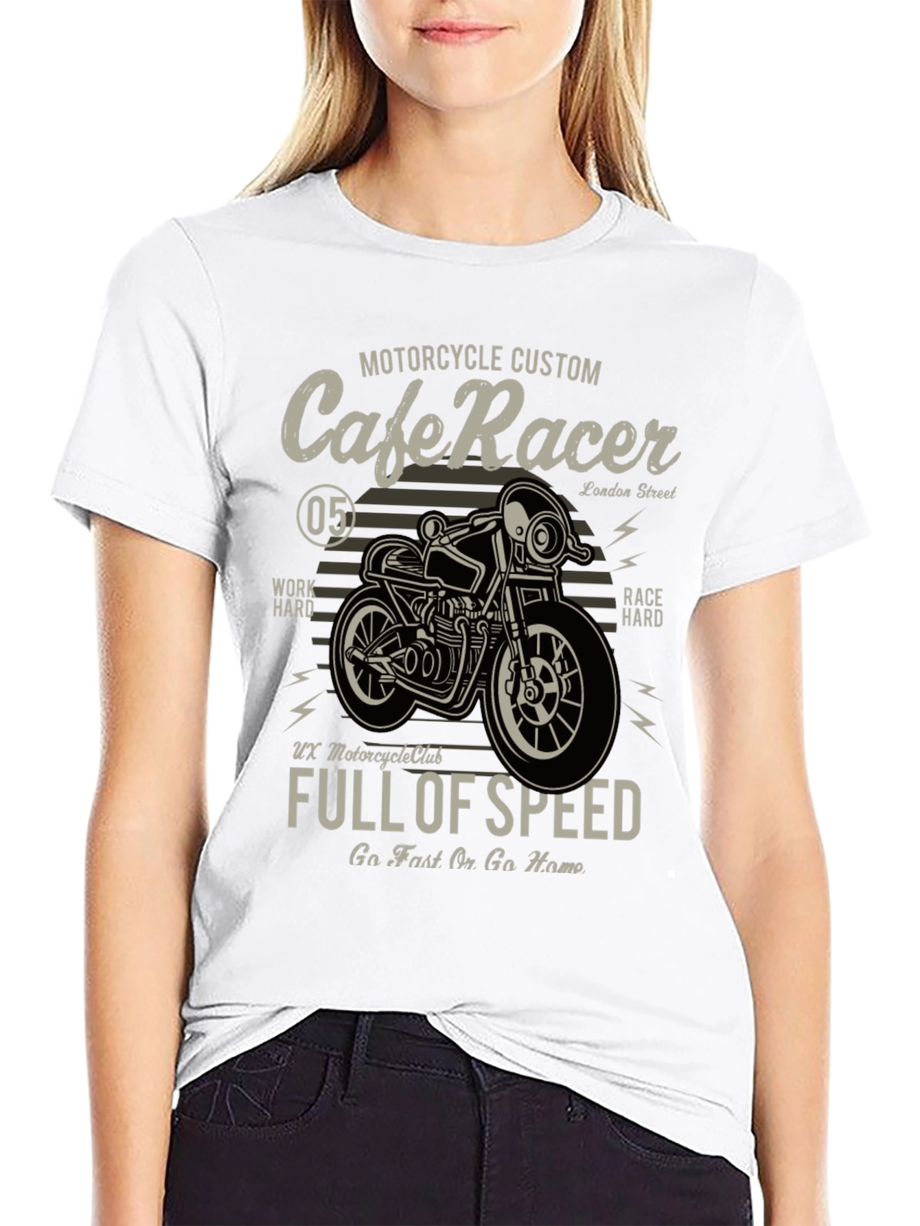 Black Cafe Racer Motorcycle Graphic T-Shirt view 9