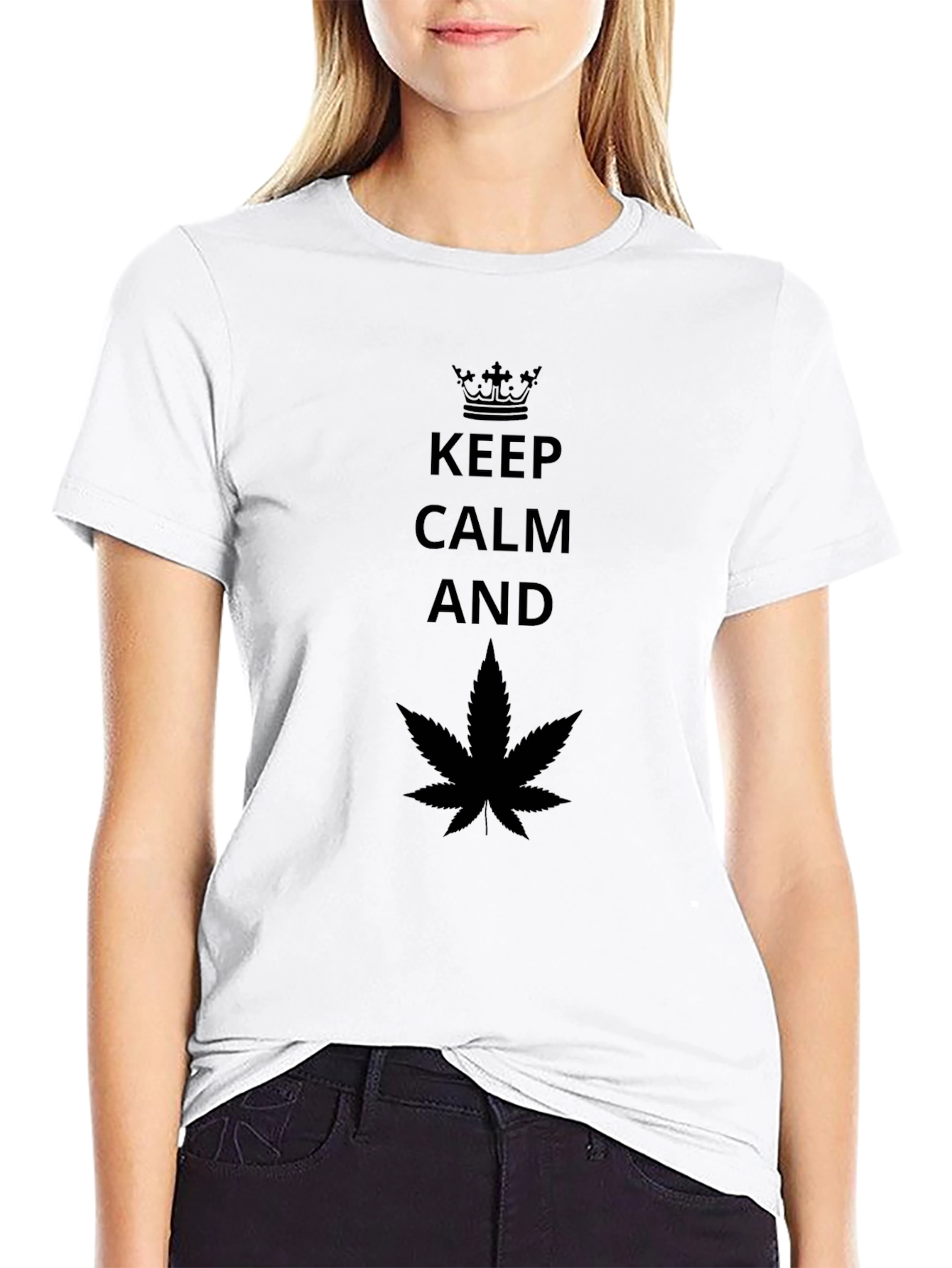 Black Keep Calm and Smoke On Black T-Shirt view 9