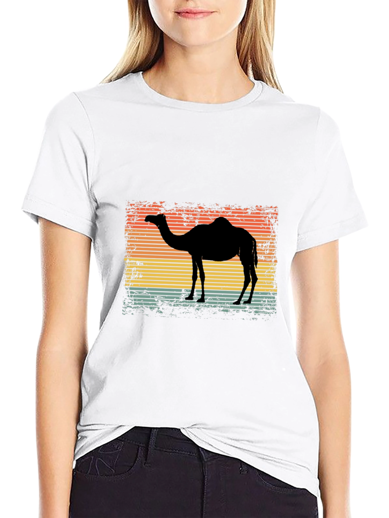 Black Retro Camel Silhouette Graphic Tee view 9