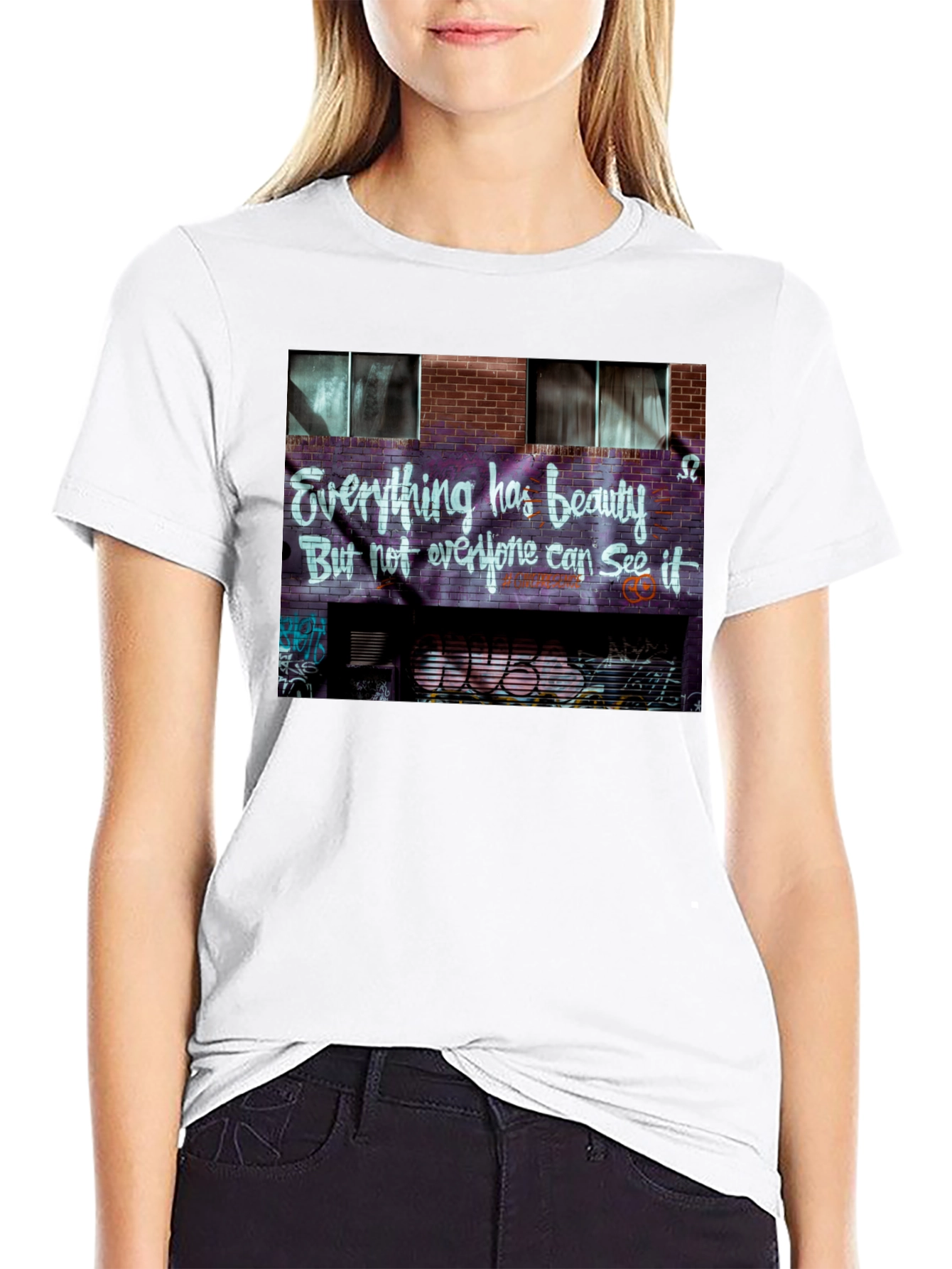Black Street Art Quote Tee: Everything Has Beauty view 9