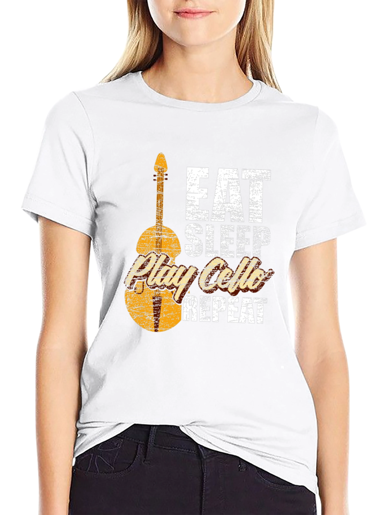 Black Eat Sleep Play Cello Repeat T-Shirt view 9