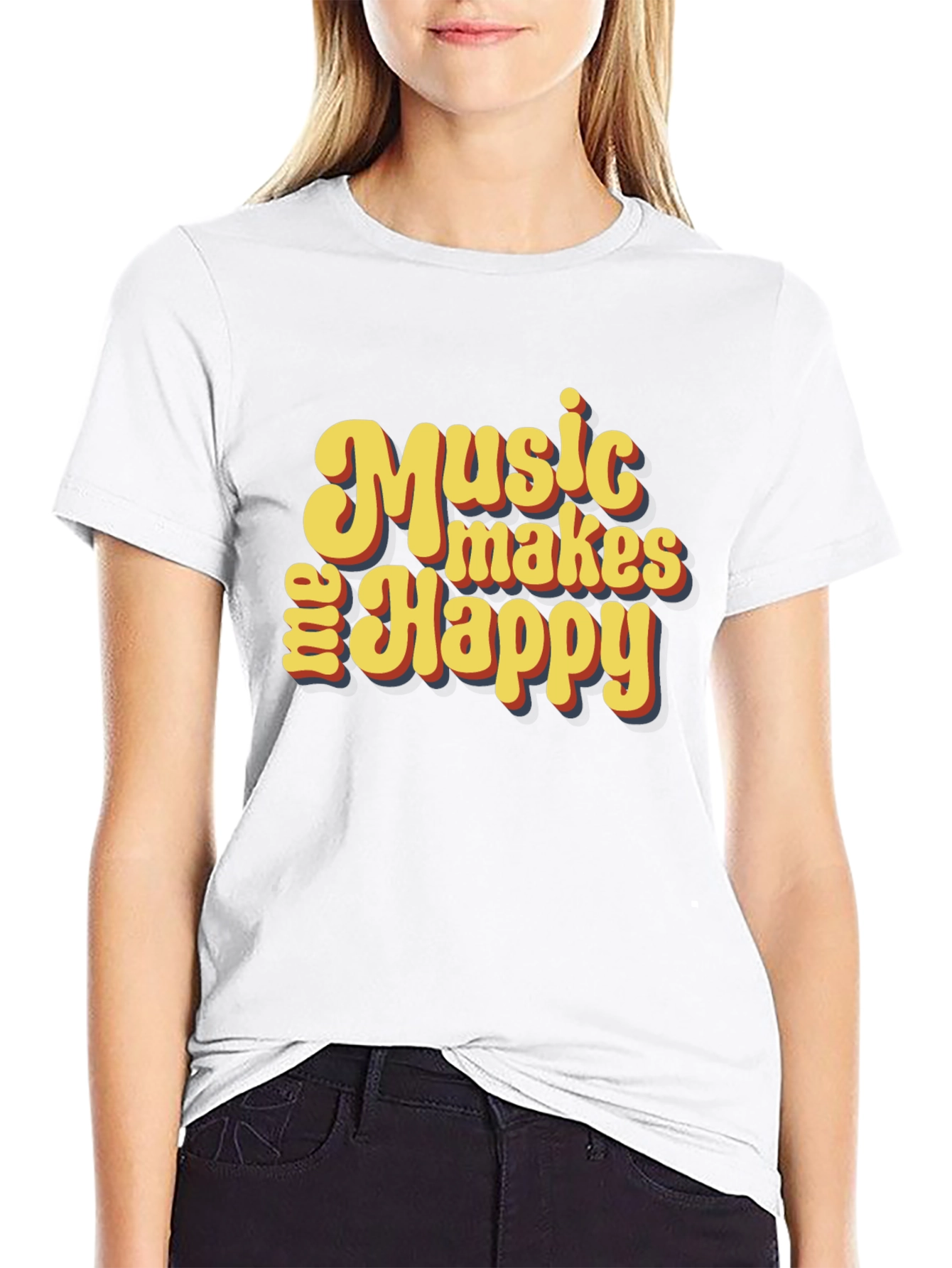 Music Makes Me Happy Graphic T-Shirt - Retro Style - 9