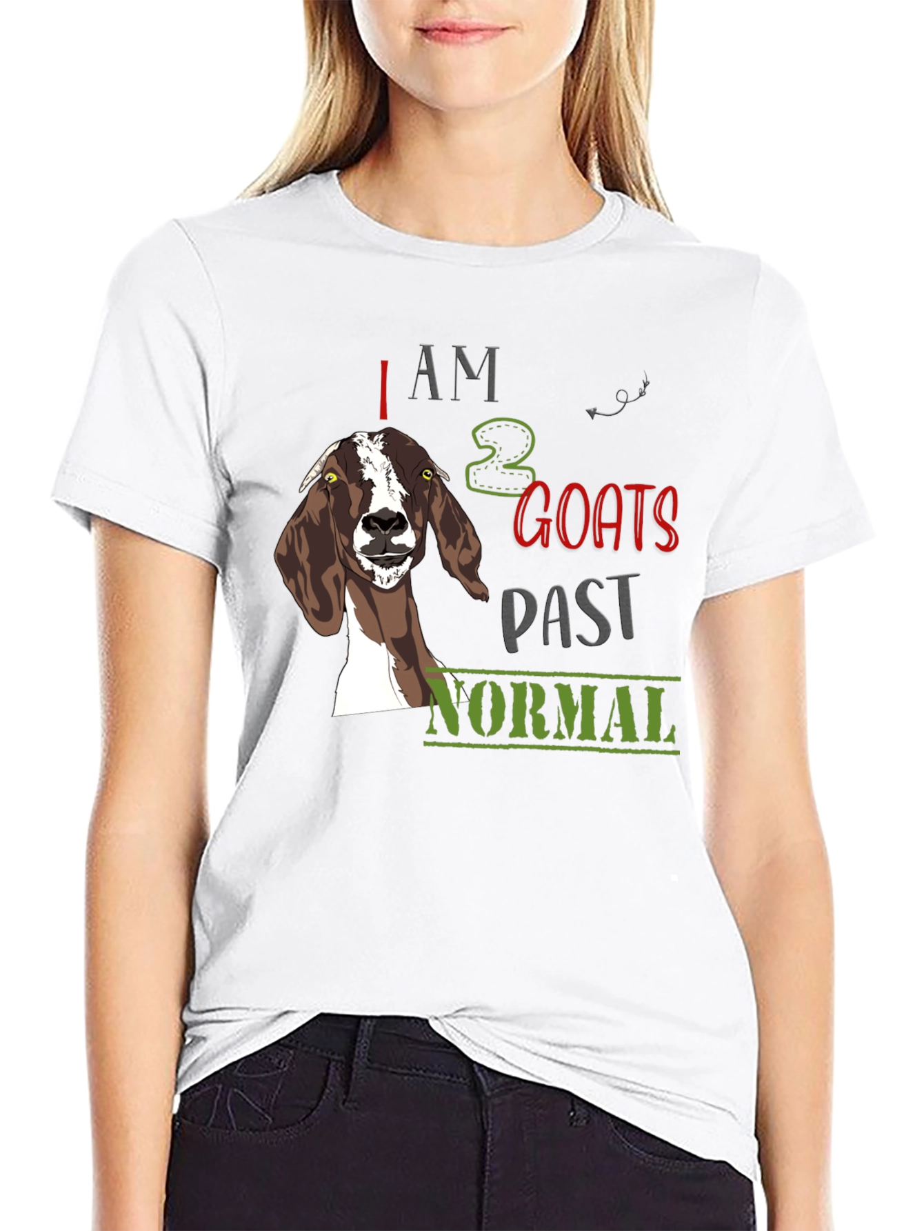 Black I am 2 Goats Past Normal Graphic Tee view 9