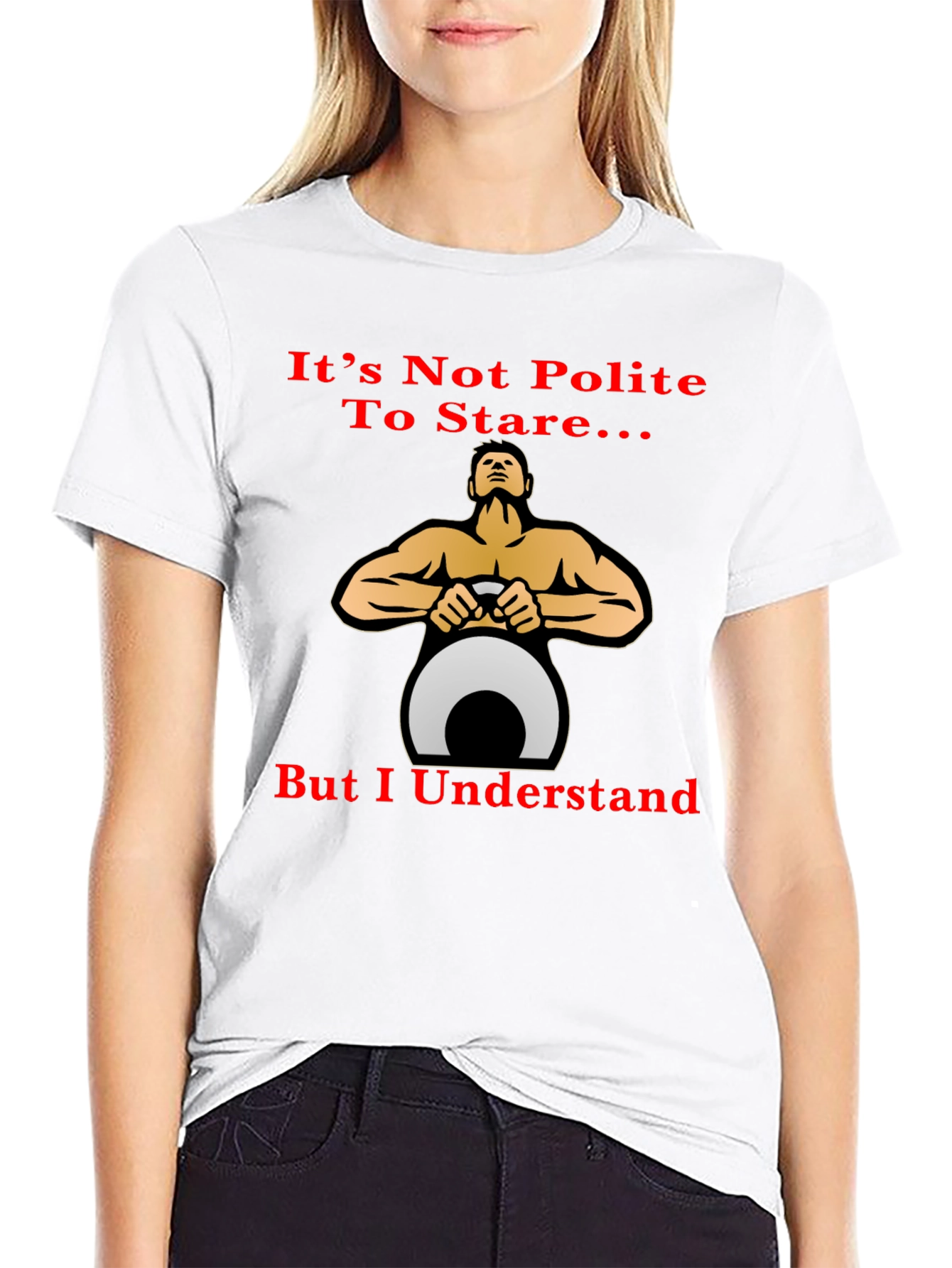 Black Funny Fitness T-Shirt: It's Not Polite To Stare... view 9