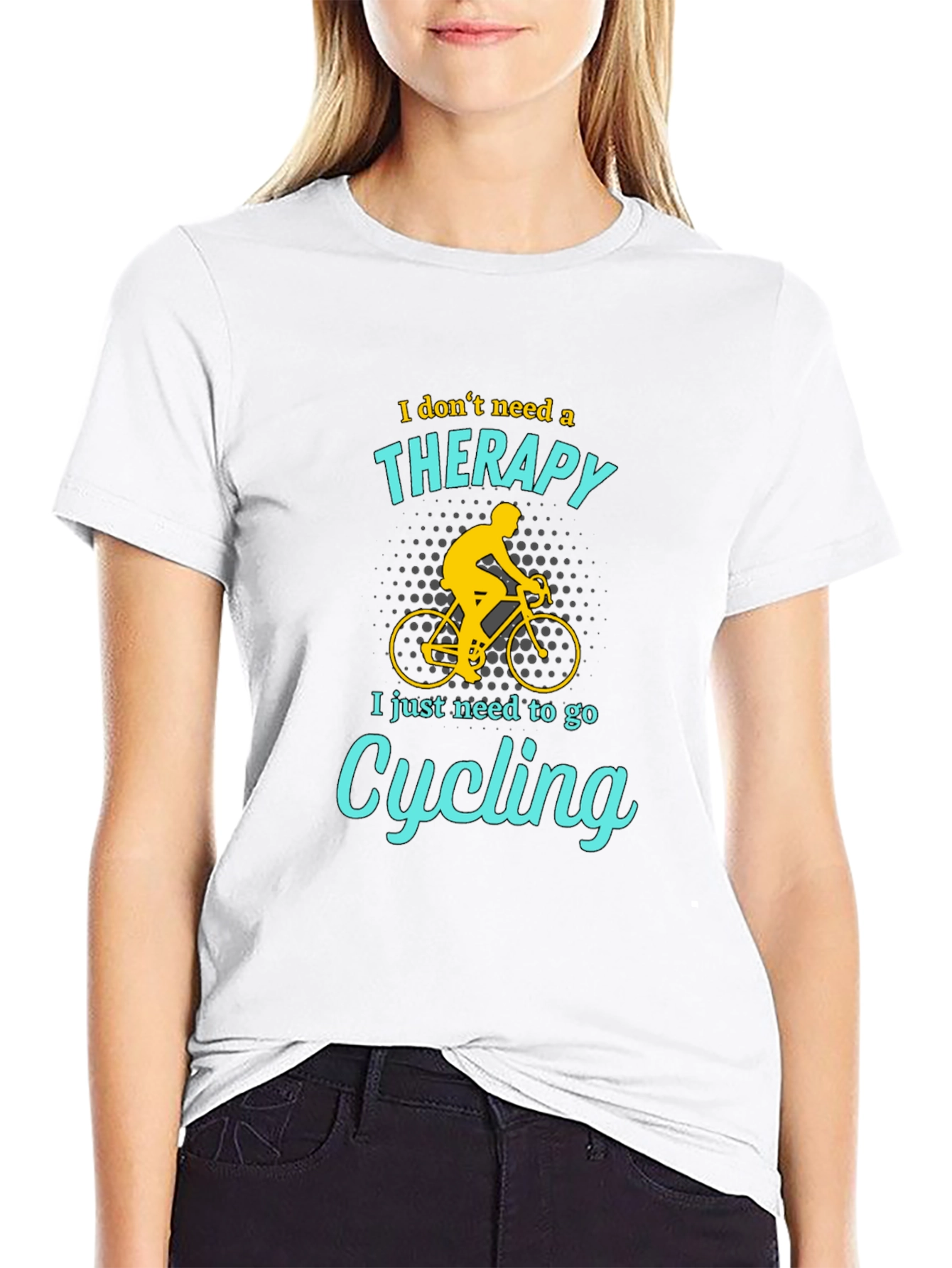 Black Cycling Therapy T-Shirt - Funny Biker Tee view 9