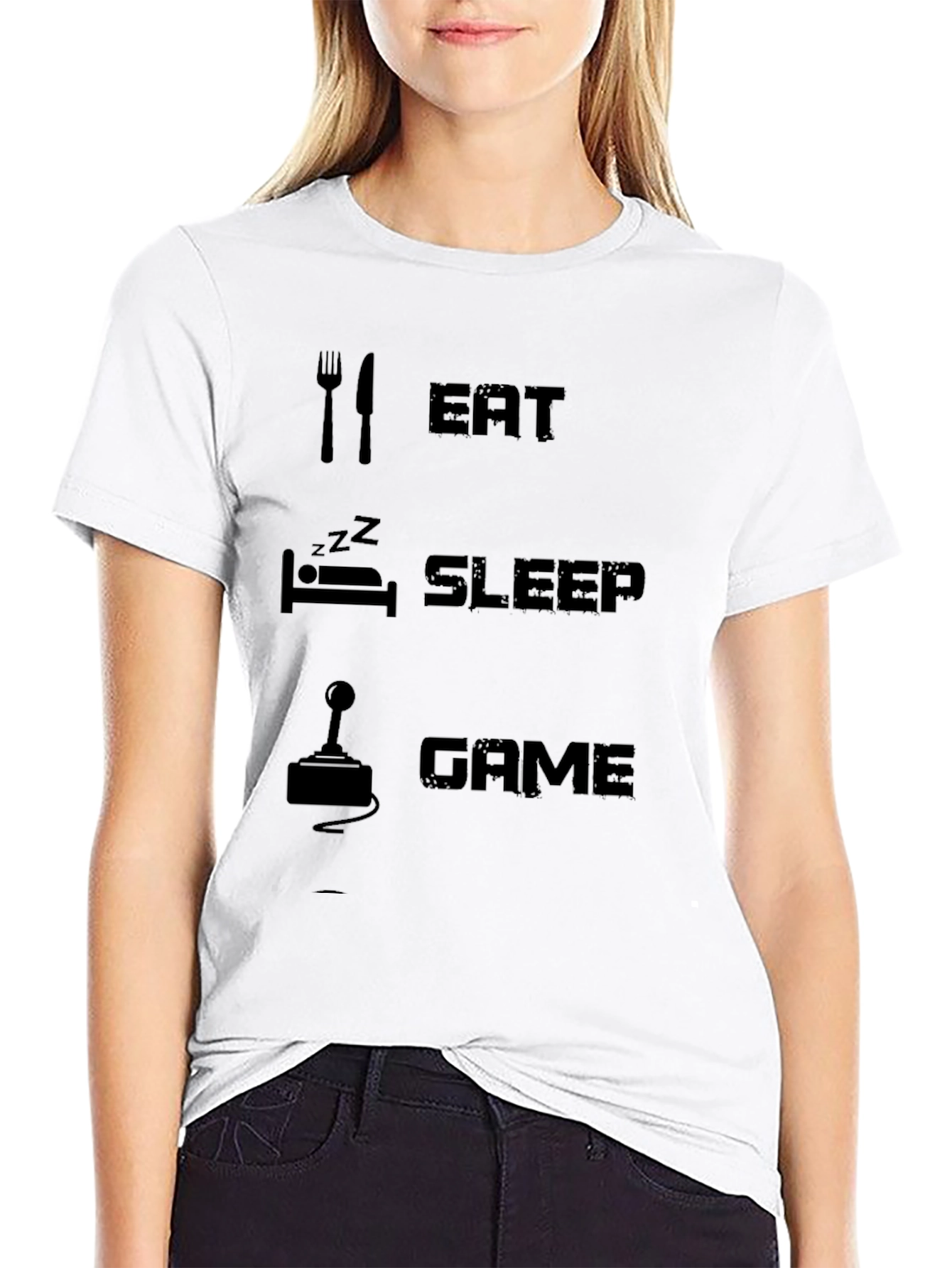 Black Eat Sleep Game Black T-Shirt view 9