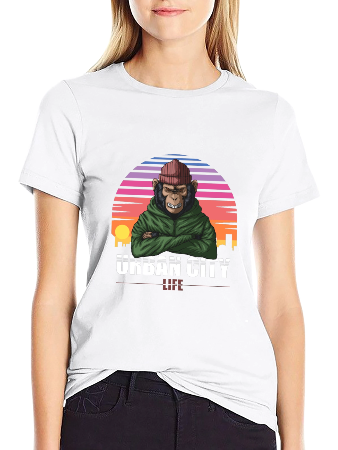 Black Urban City Monkey Tee - Cool Graphic T-Shirt view 9