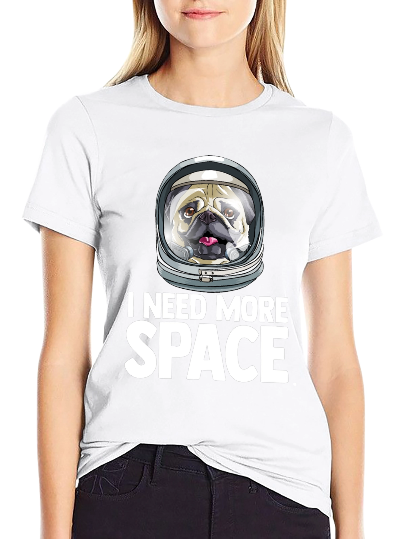 Black I Need More Space Pug T-Shirt - Funny Dog Astronaut Tee view 9