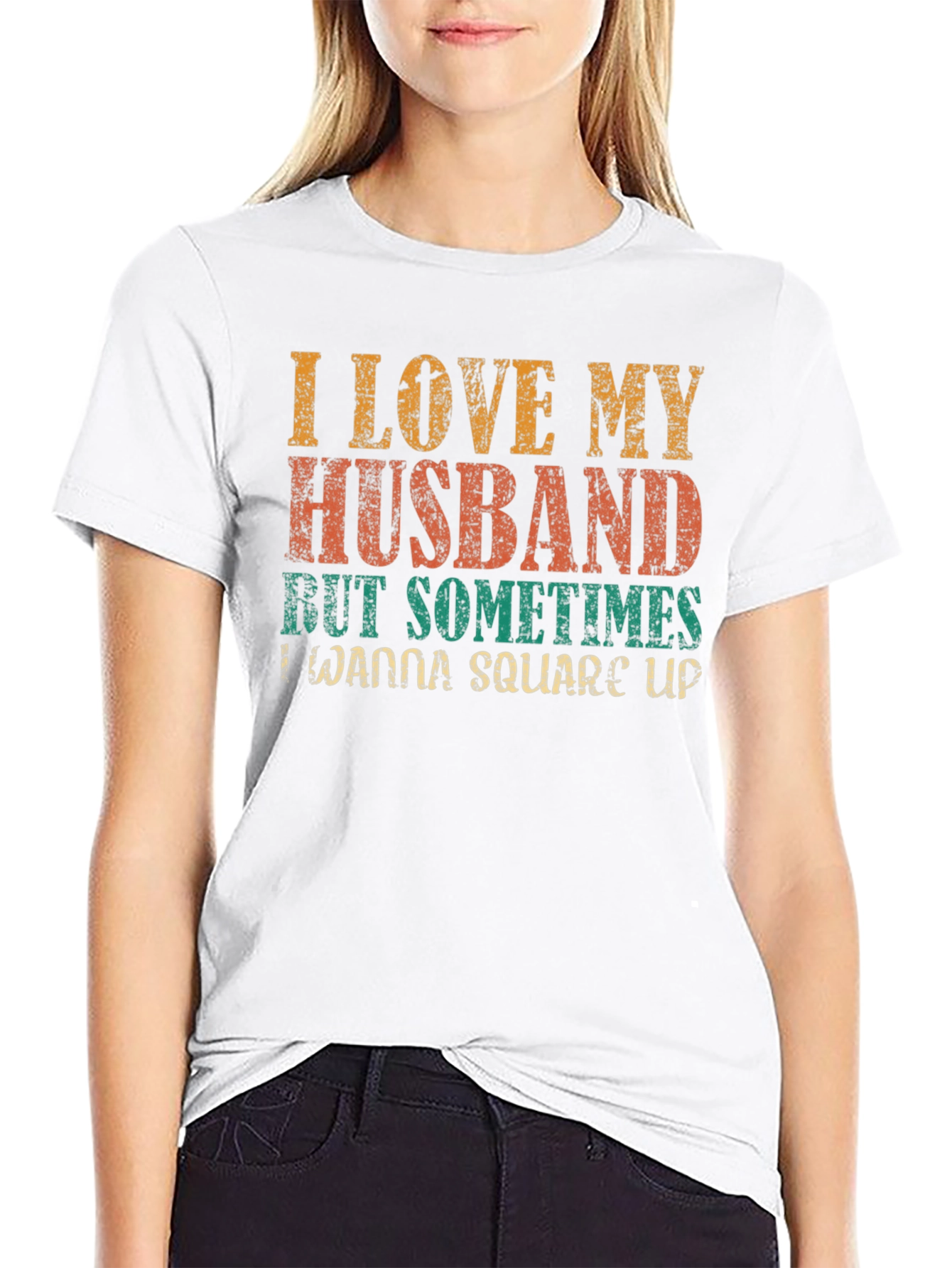 Black I Love My Husband Novelty Graphic Tee view 9