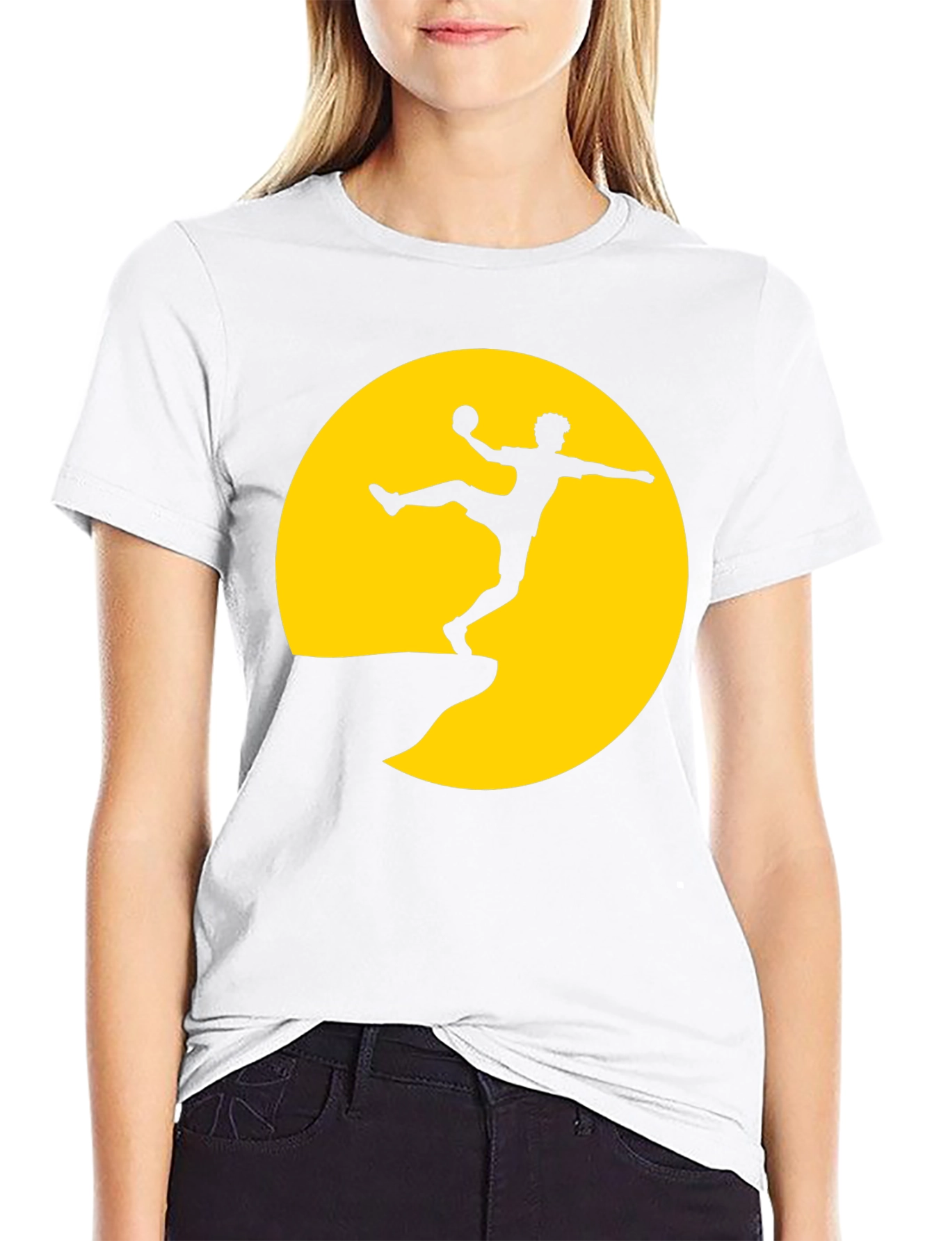 Black Silhouette Soccer Player Graphic Tee view 9