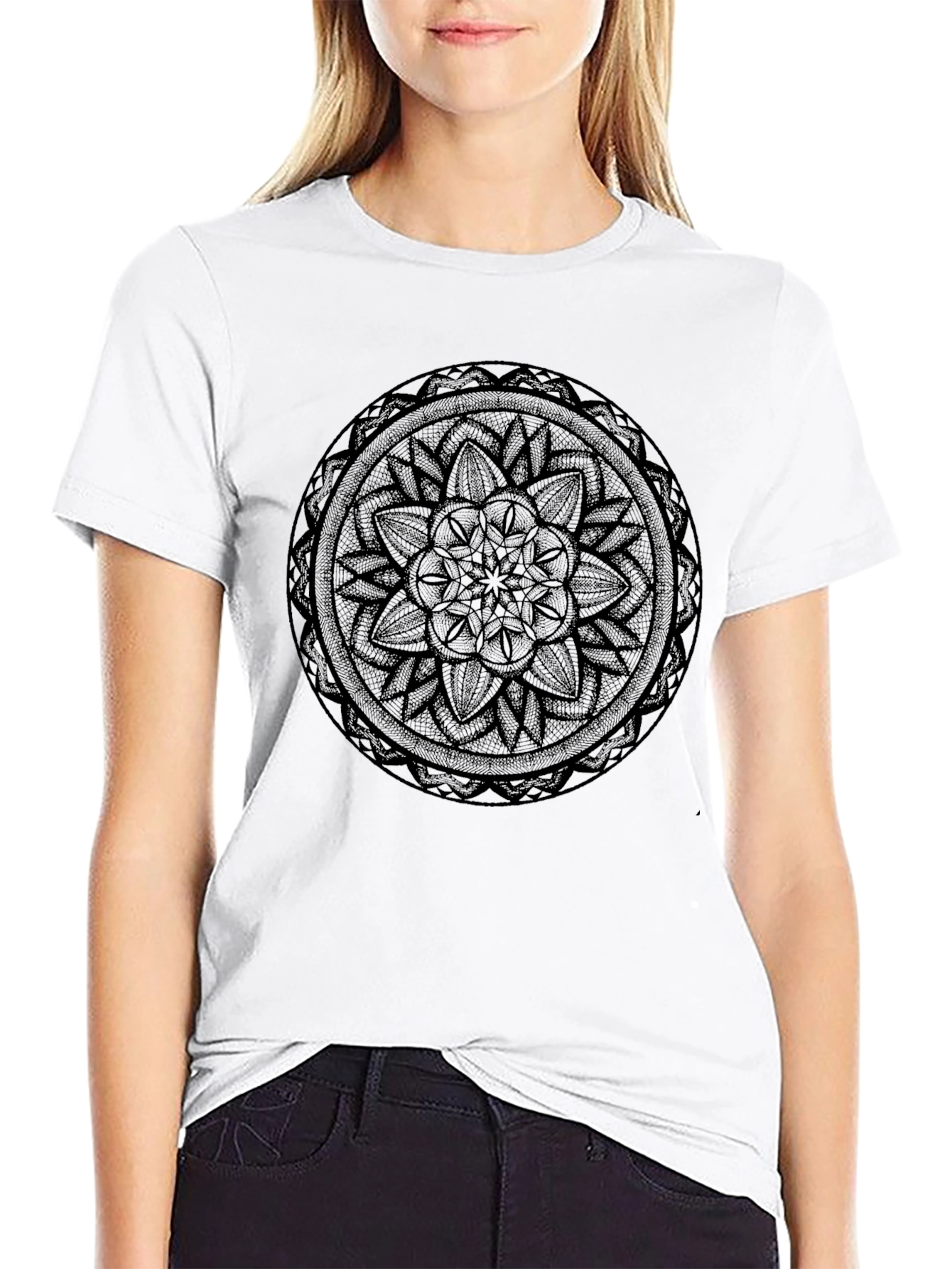 Black Mandala Graphic Black T-Shirt view 9