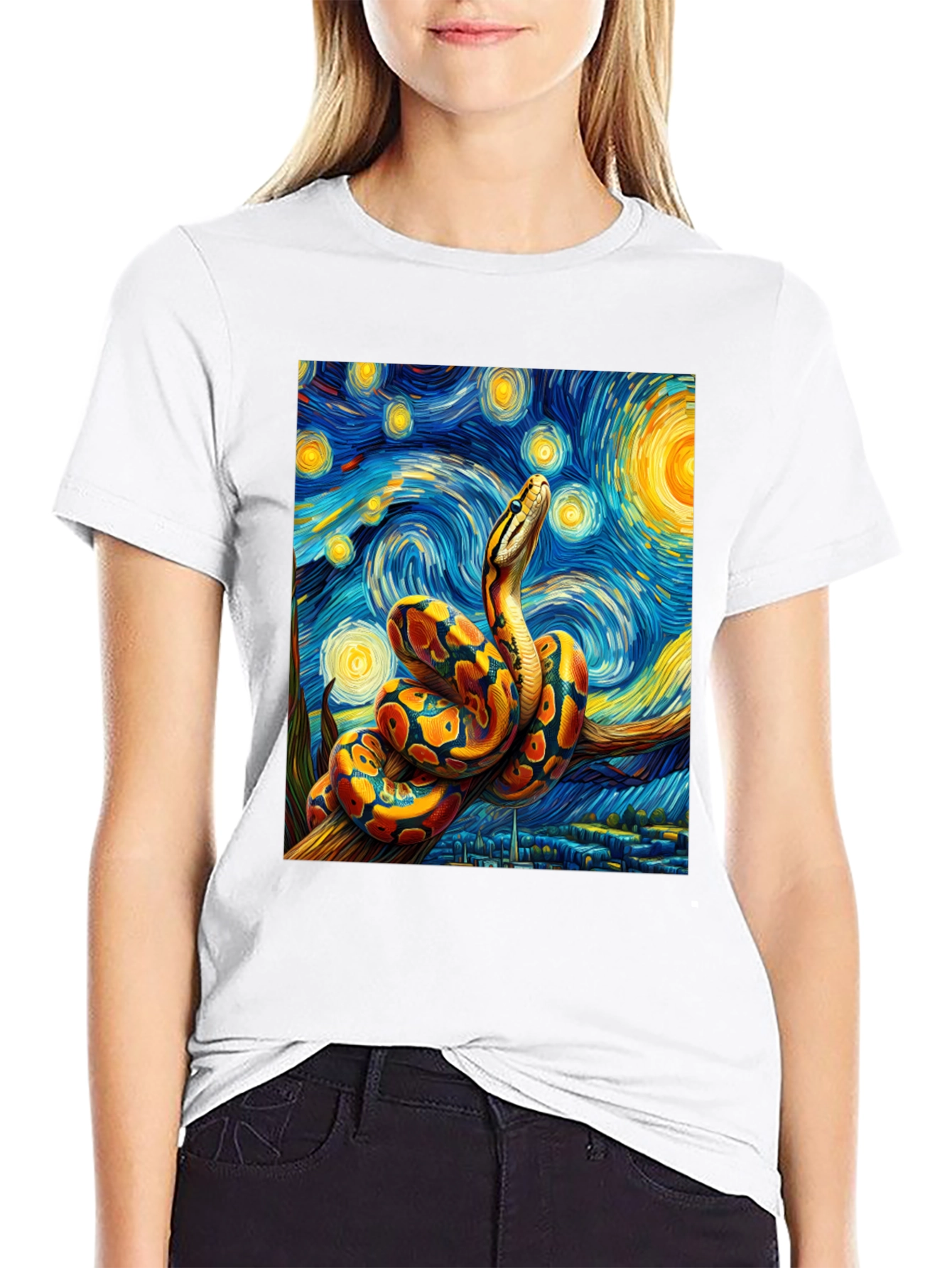 Black Starry Night Snake T-Shirt view 9