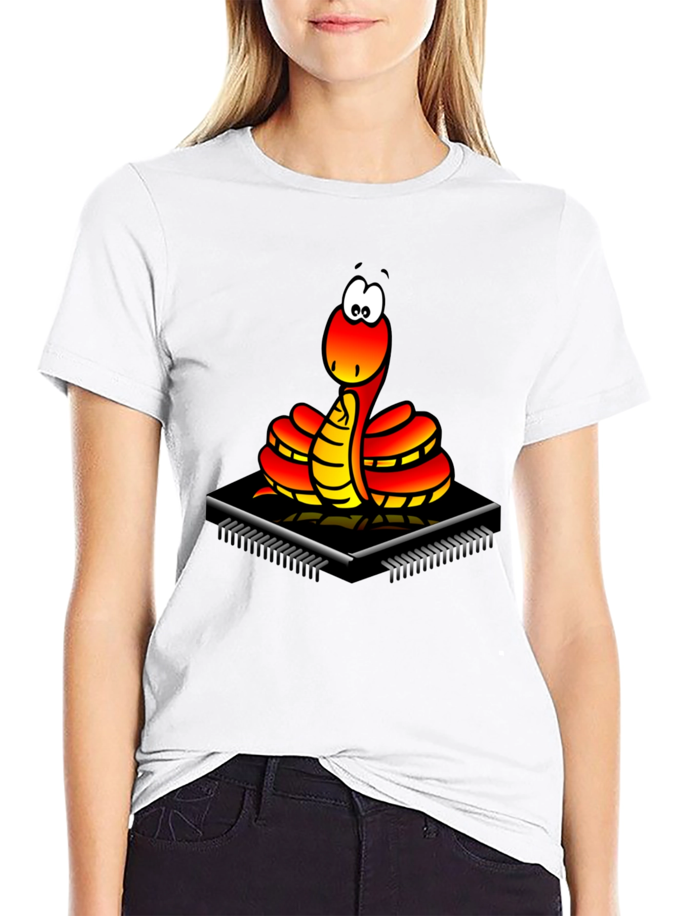 Black Geek Chic: Snake on Circuit Board T-Shirt view 9