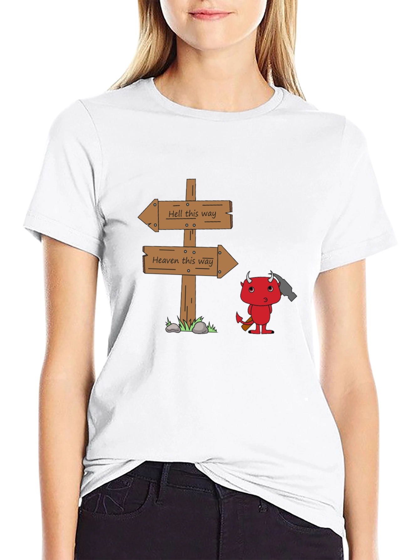 Black Heaven or Hell T-Shirt - Funny Devil Graphic Tee view 9