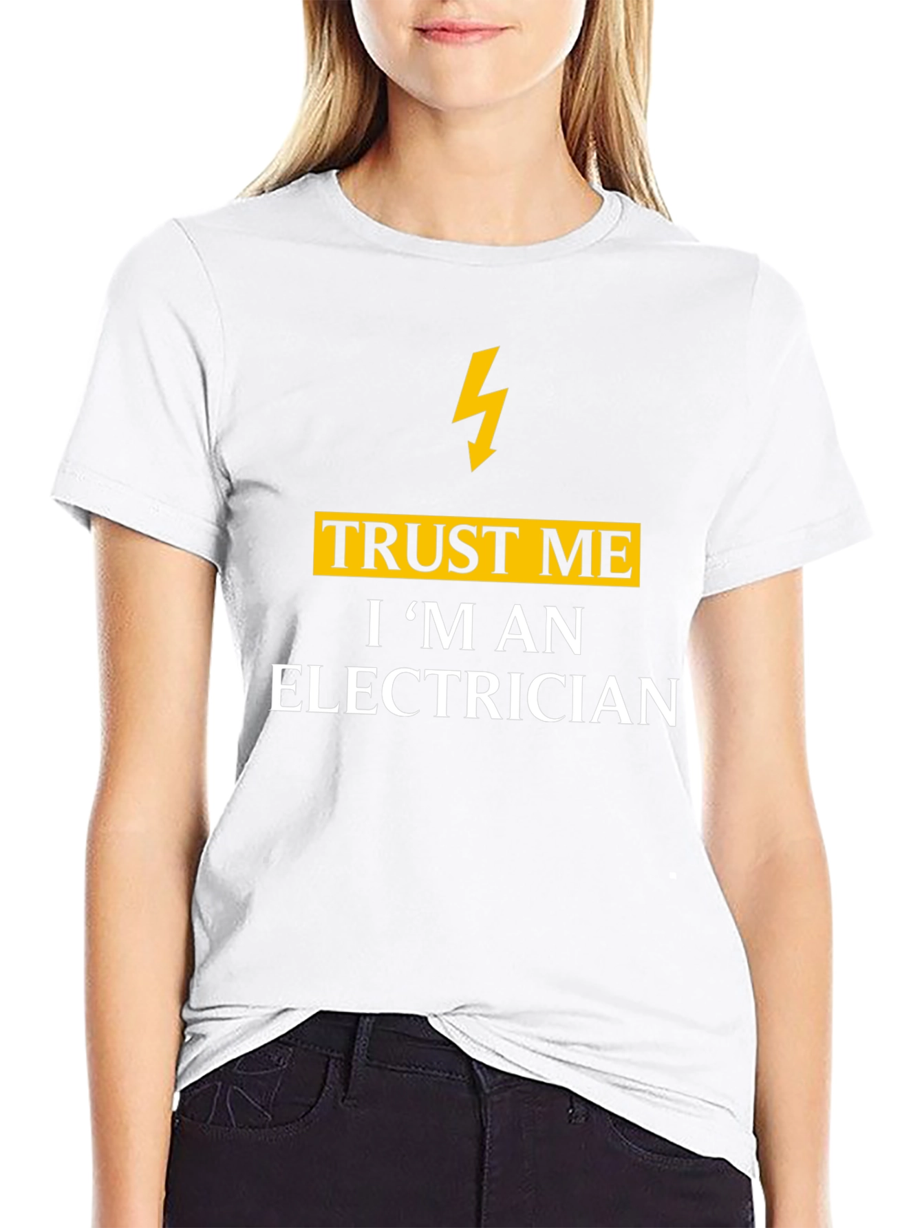 Black Trust Me I'm An Electrician T-Shirt view 9