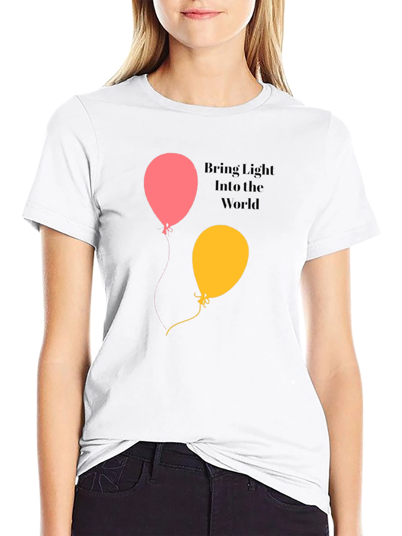 Black Bring Light Into the World Balloon Graphic Tee view 9