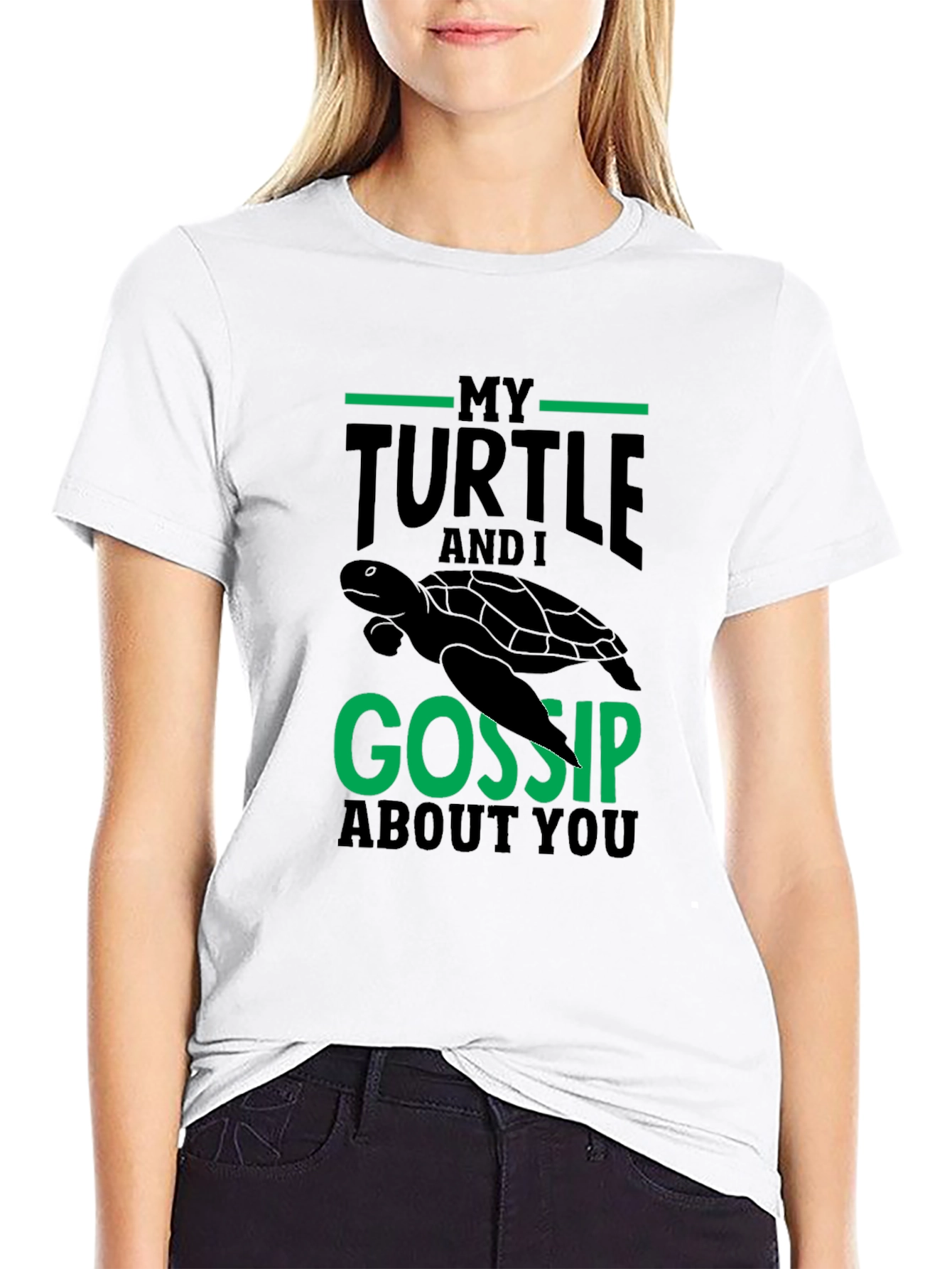 Black My Turtle And I Gossip About You - T-Shirt view 9