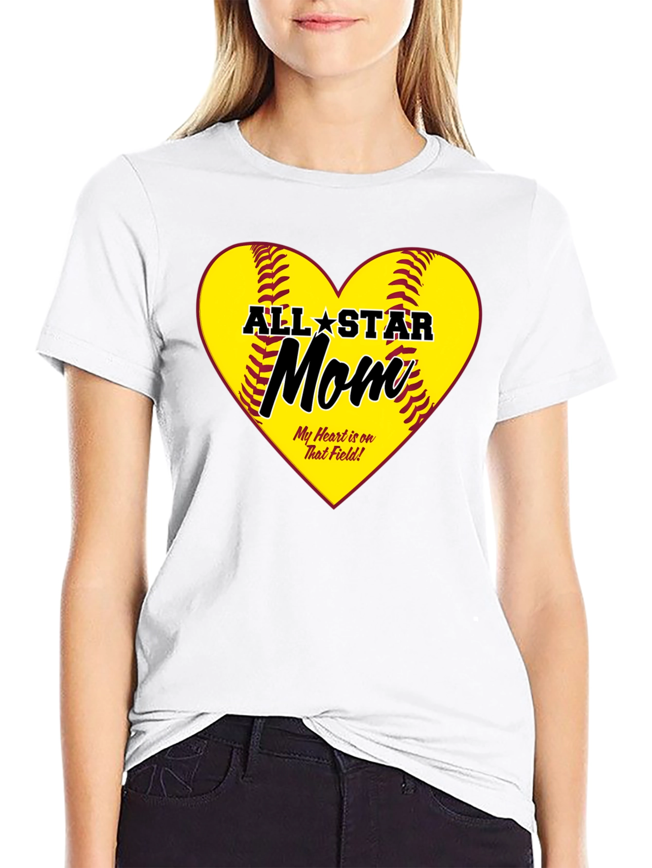 All-Star Mom Heart Design T-Shirt - 9