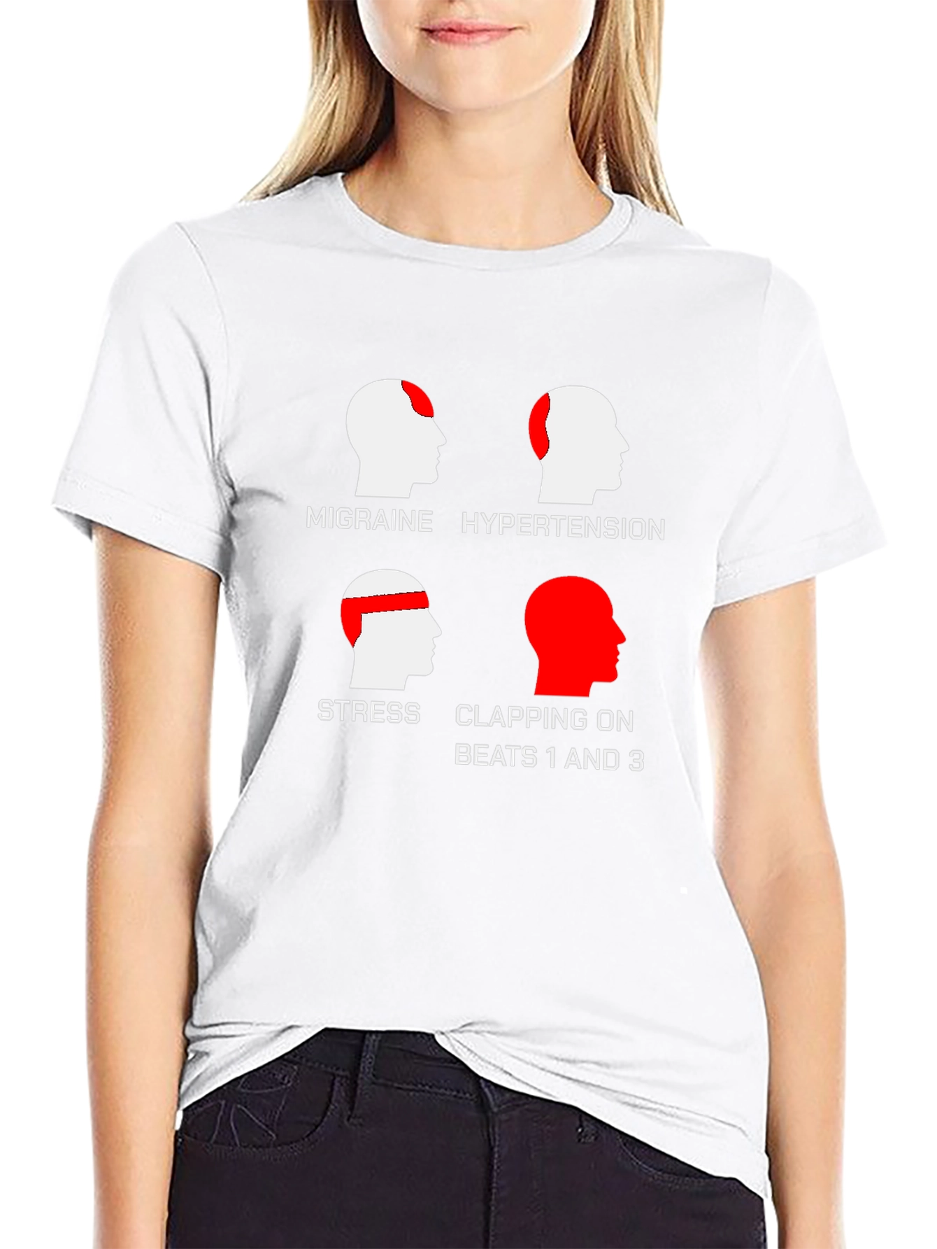 Black Funny Headache T-Shirt - Clapping on Beats view 9