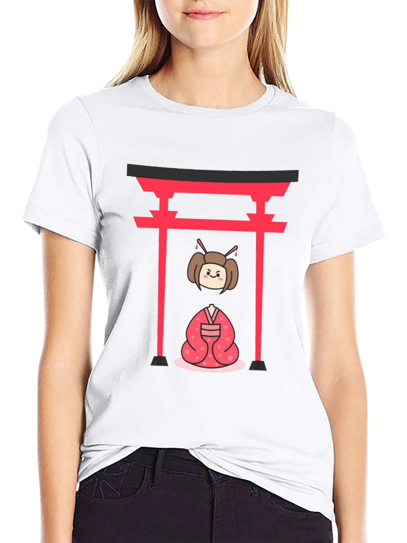 Black Japanese Geisha T-Shirt - Black view 9