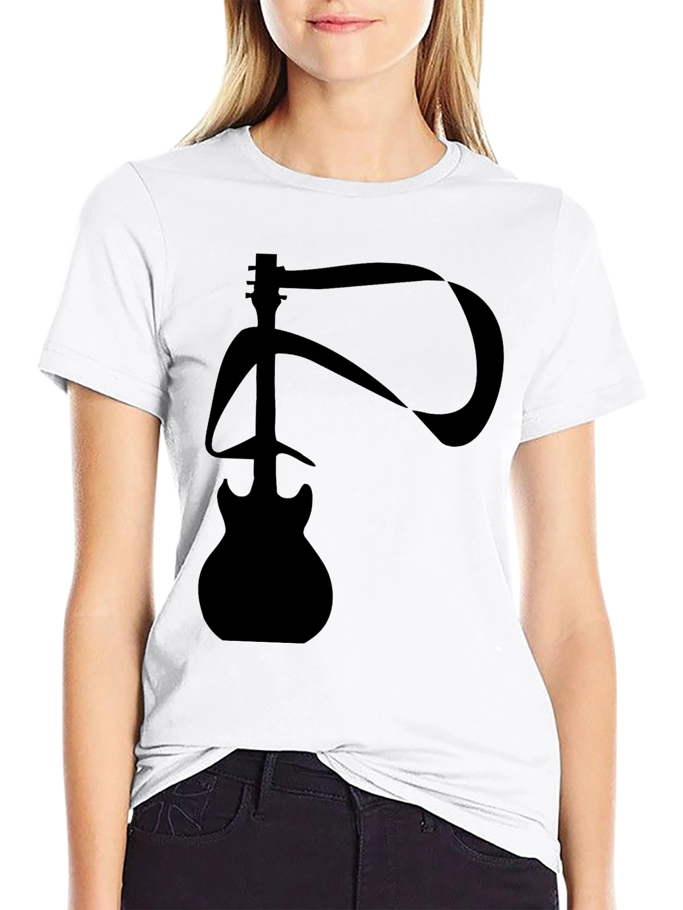 Black Abstract Guitar Graphic T-Shirt view 9