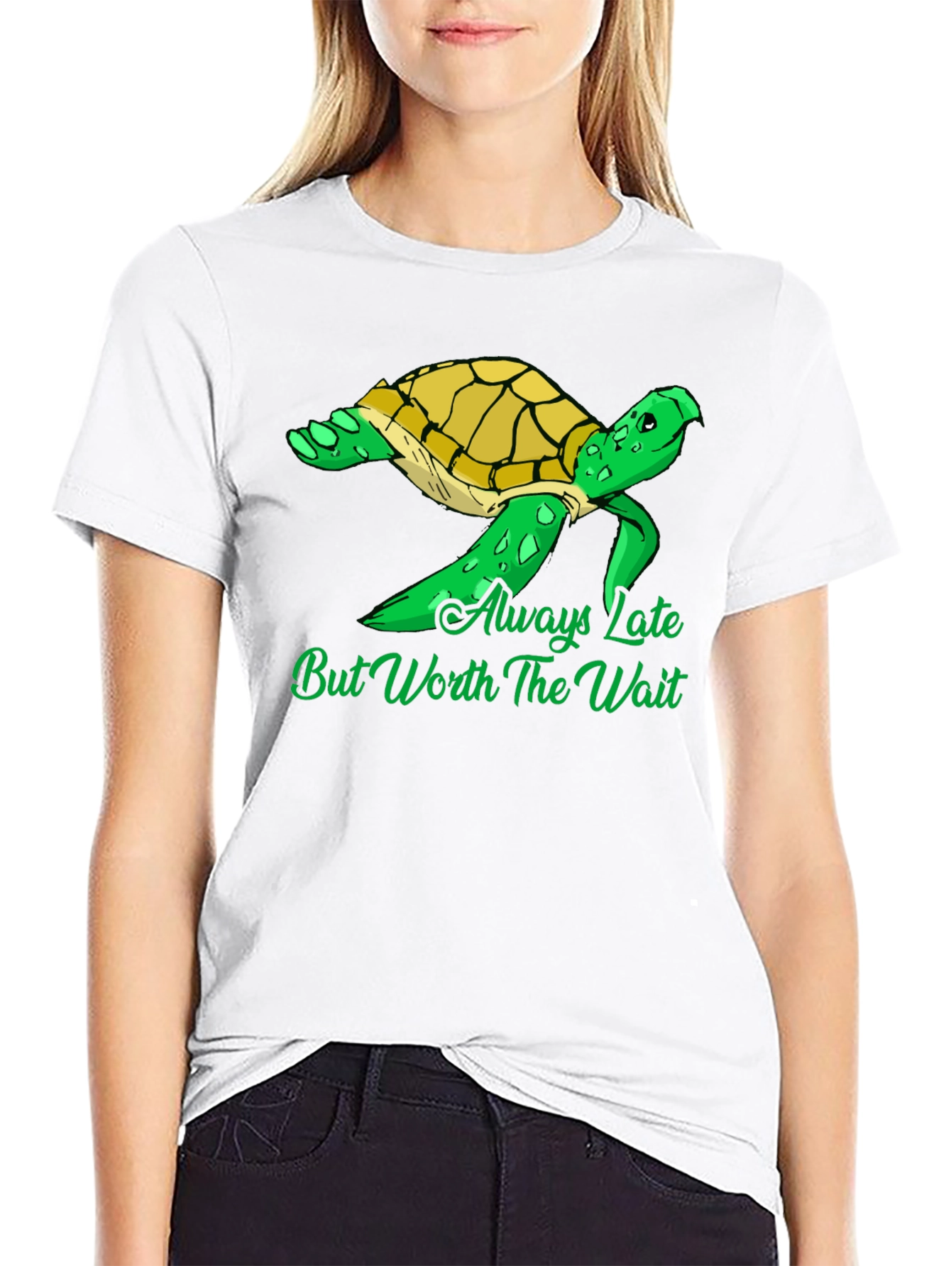 Black Always Late Turtle Graphic T-Shirt view 9