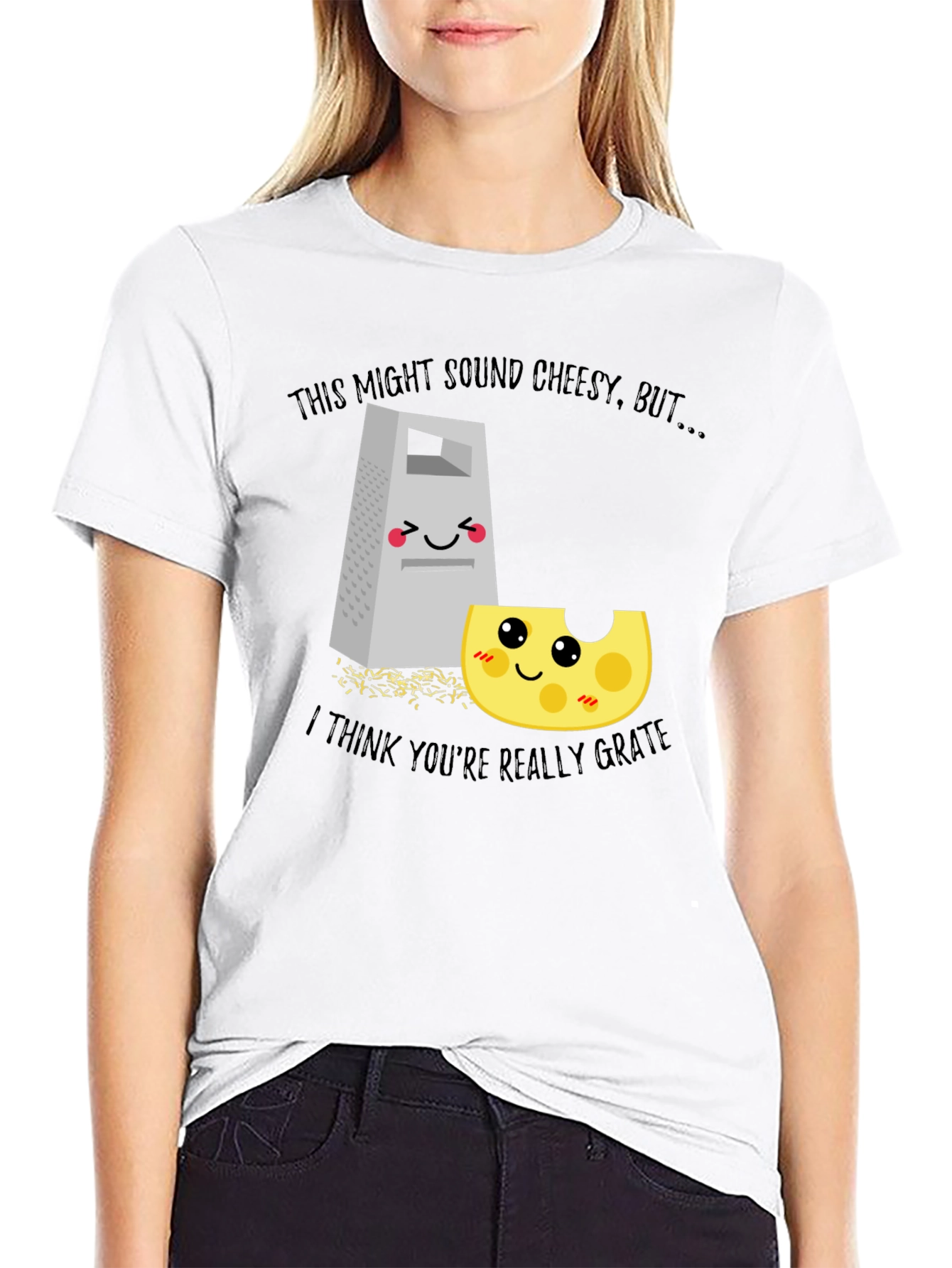 Black Funny "Cheesy Grate" Graphic T-Shirt view 9