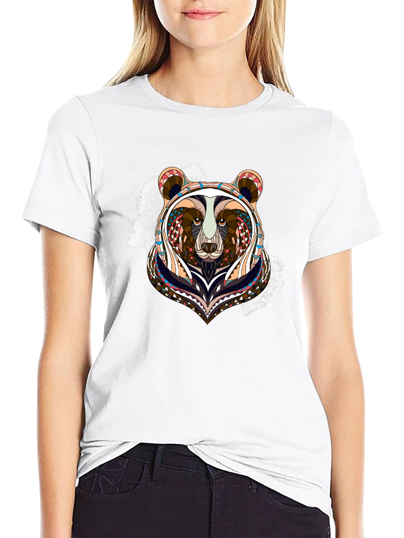 Black Bear Graphic Tee - Unique Tribal Design view 9