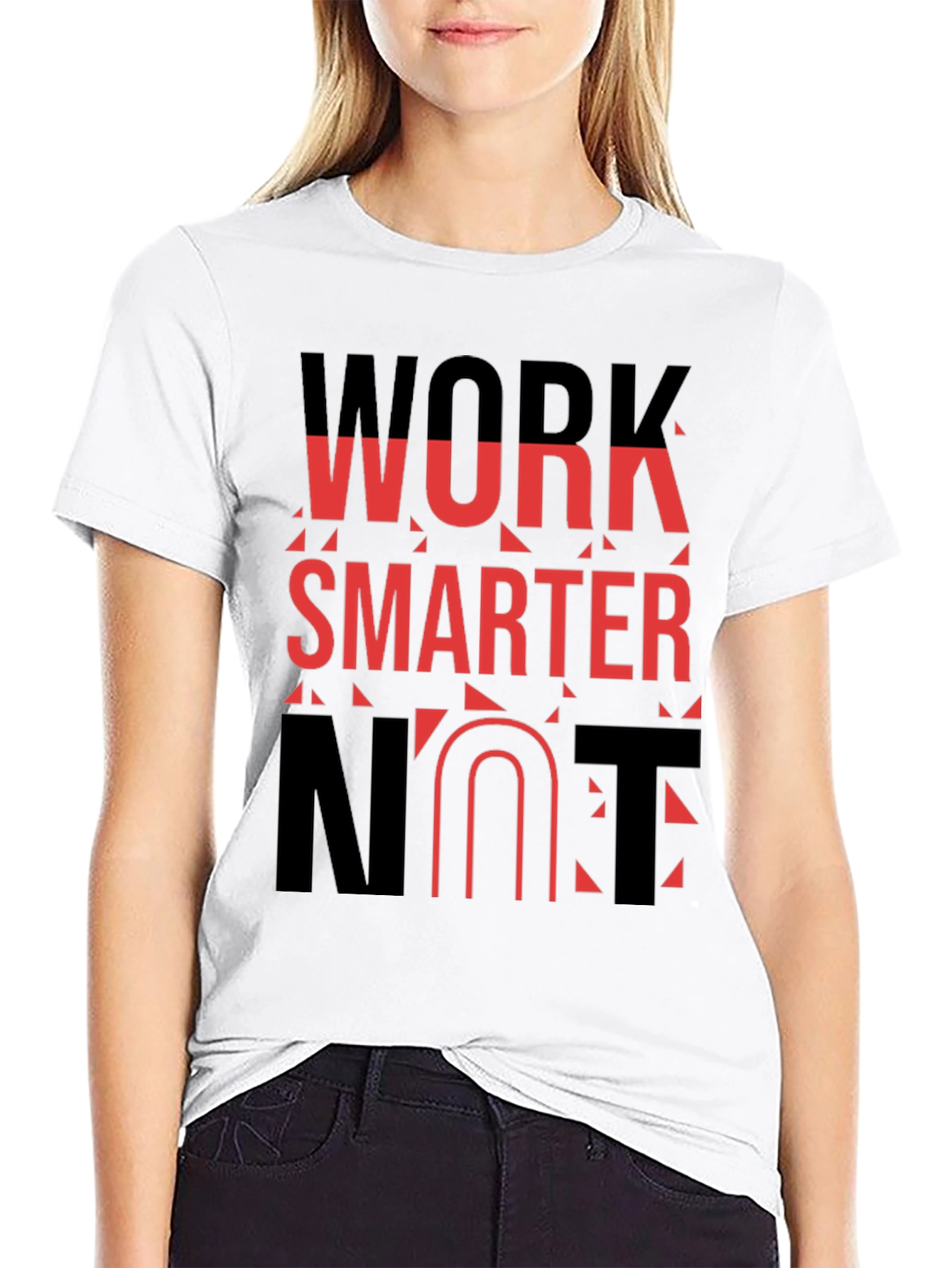 Black Work Smarter T-Shirt - Black, Bold Graphic Tee view 9