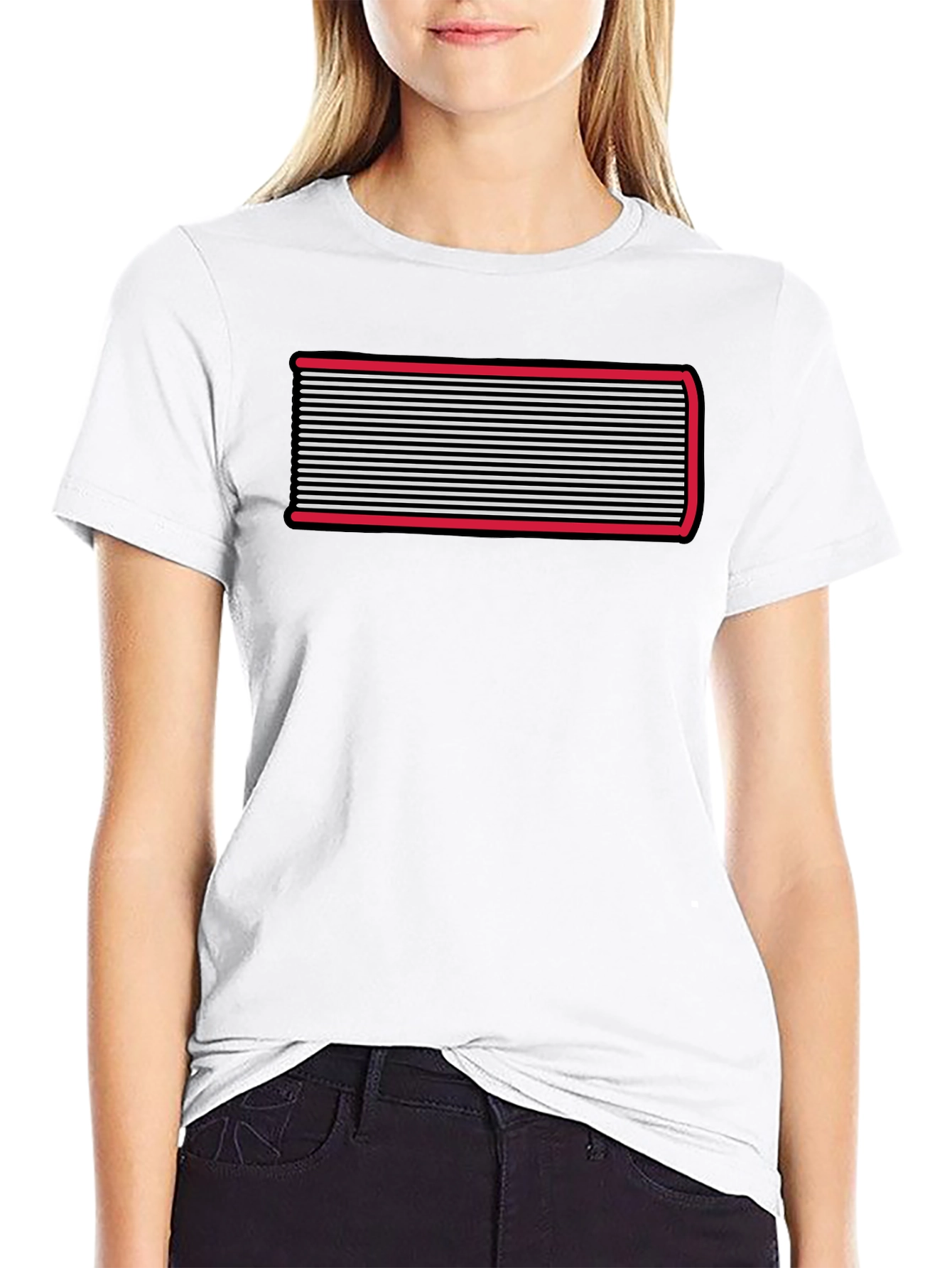 Black Striped Graphic Black T-Shirt view 9