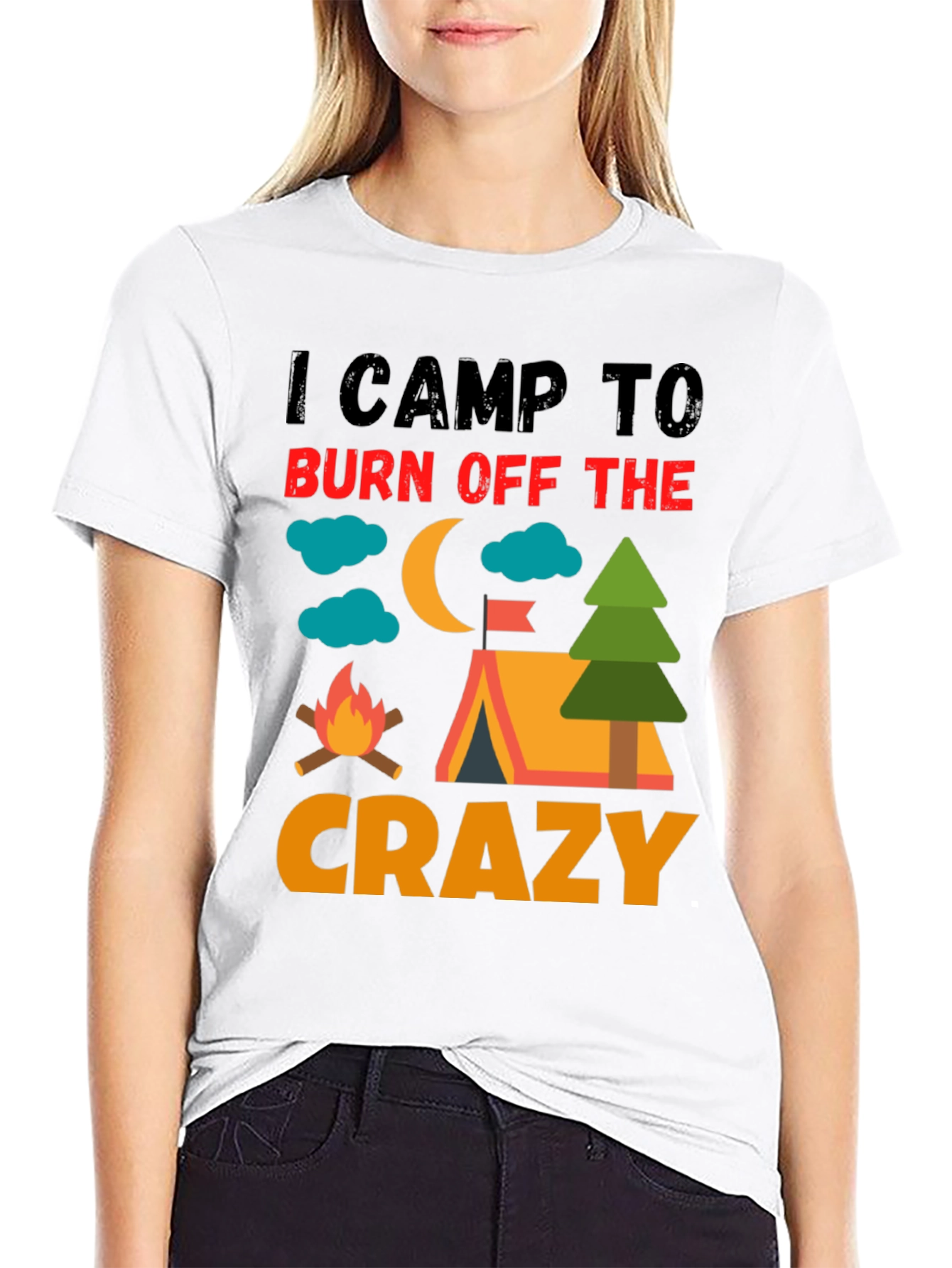 Black I Camp To Burn Off The Crazy Camping T-Shirt view 9