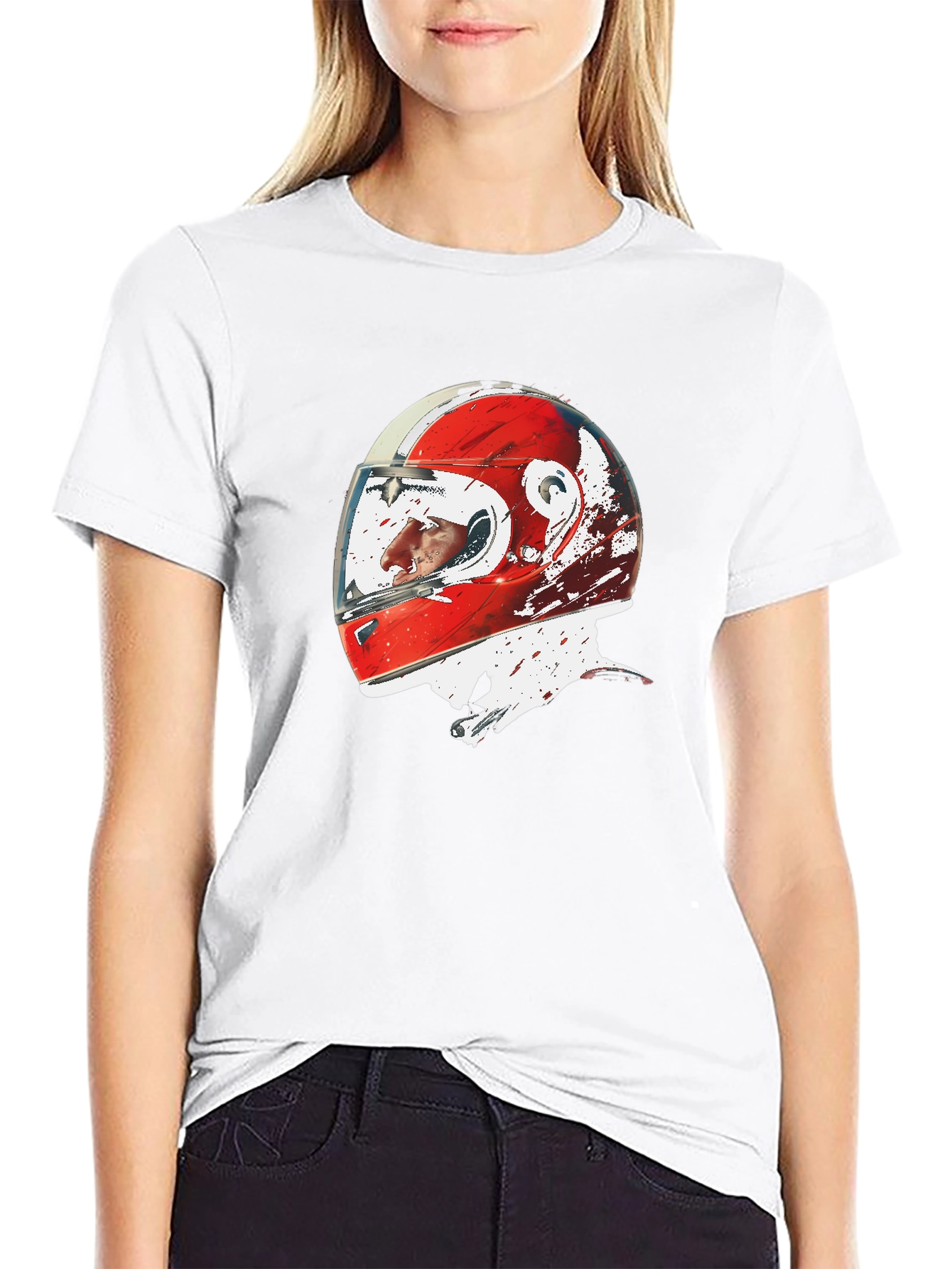Black Racing Helmet Graphic Tee - Motorsport Fan Apparel view 9