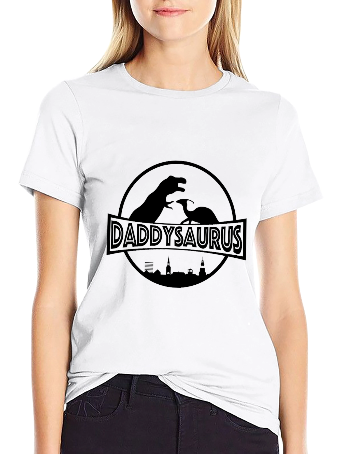 Black Daddysaurus Dinosaur Father's Day T-Shirt view 9