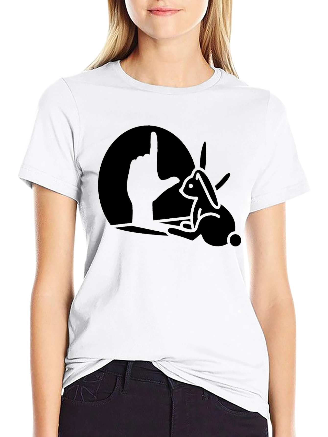 Black Rabbit Shadow Puppet Men's Graphic T-Shirt view 9