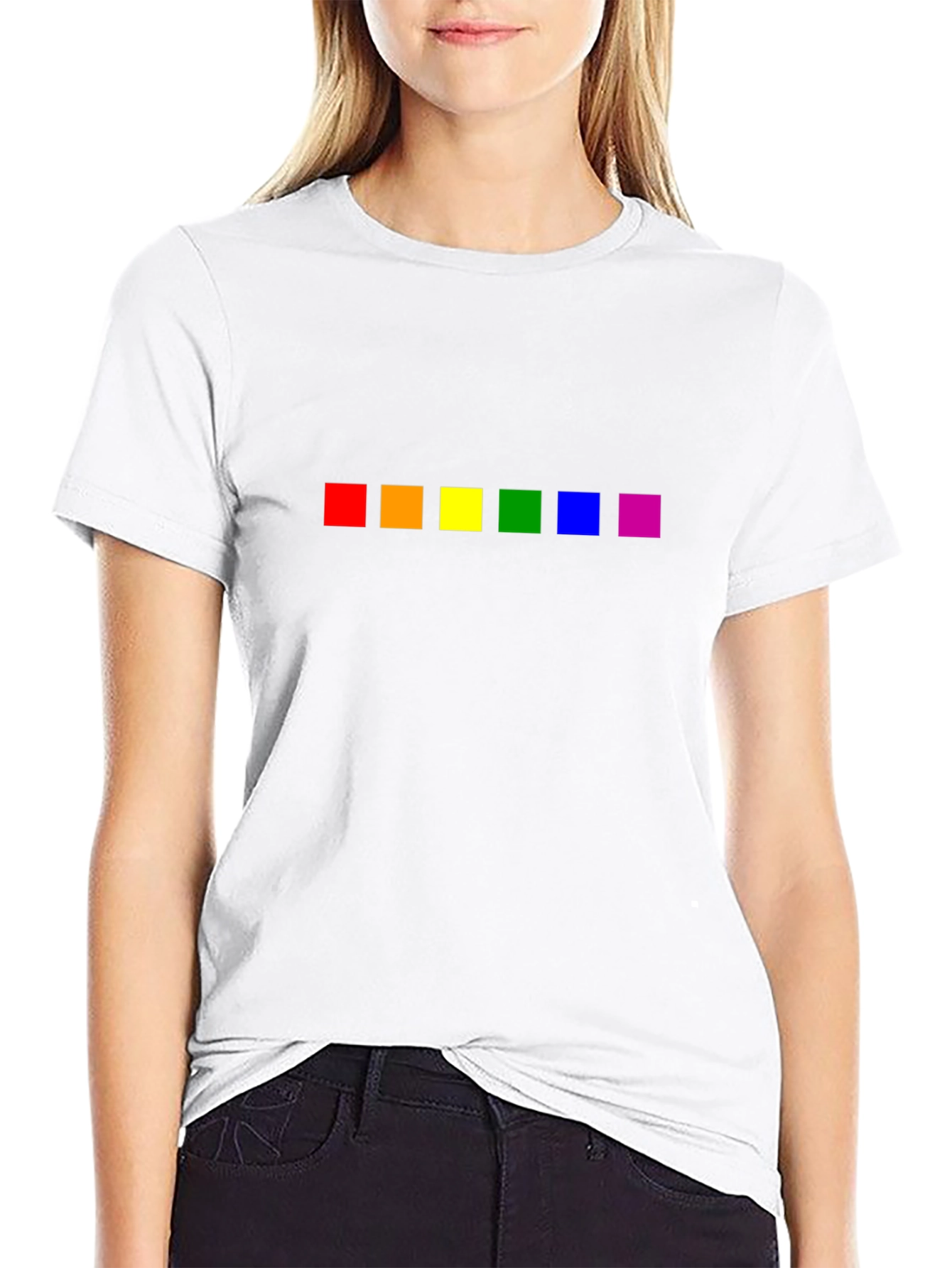 Black Pride Rainbow Squares Black T-Shirt view 9