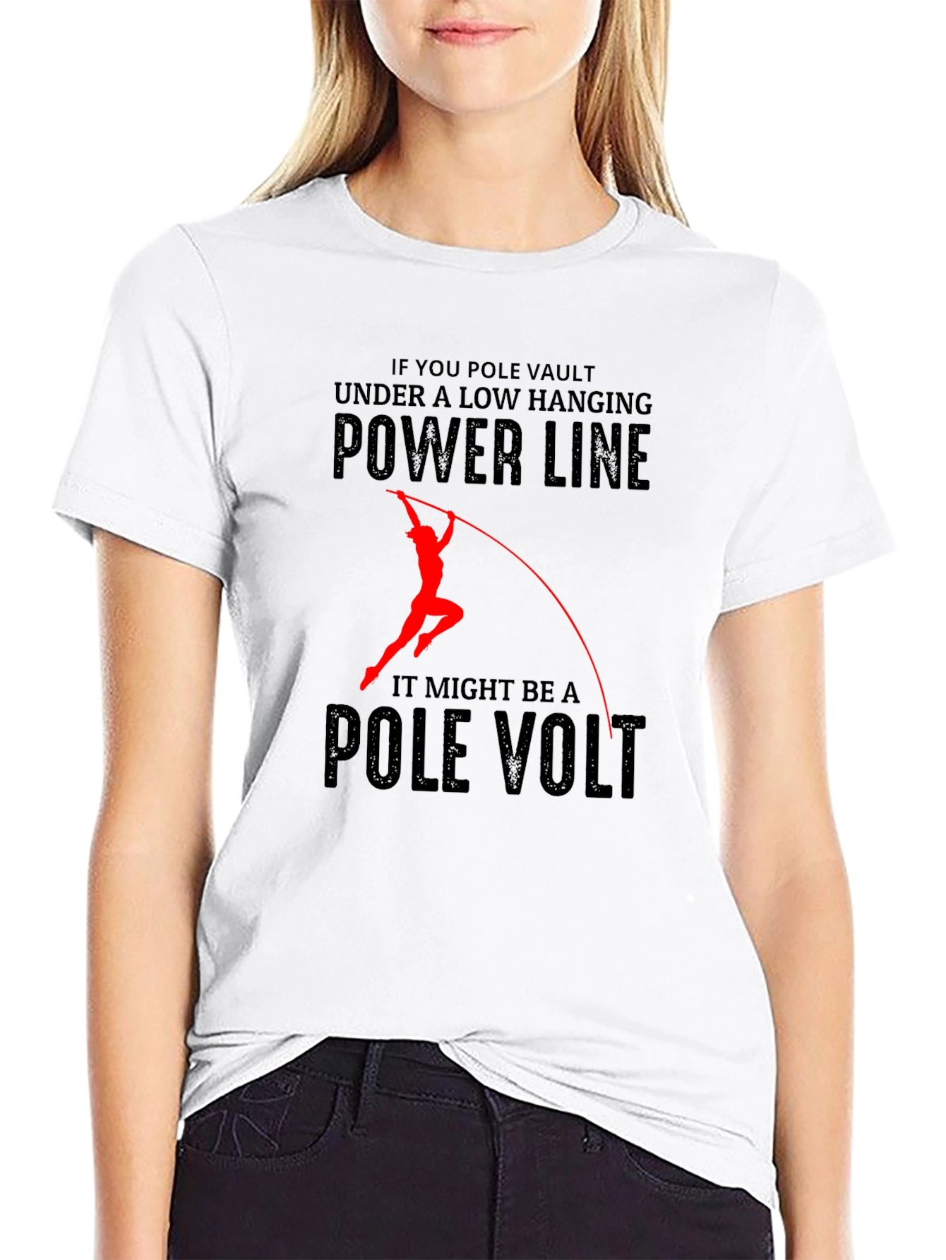 Black Funny Pole Vaulting T-Shirt view 9