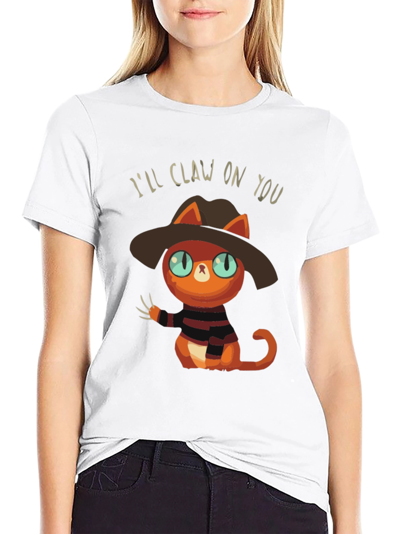 Black I'll Claw On You Cat Graphic Tee view 9