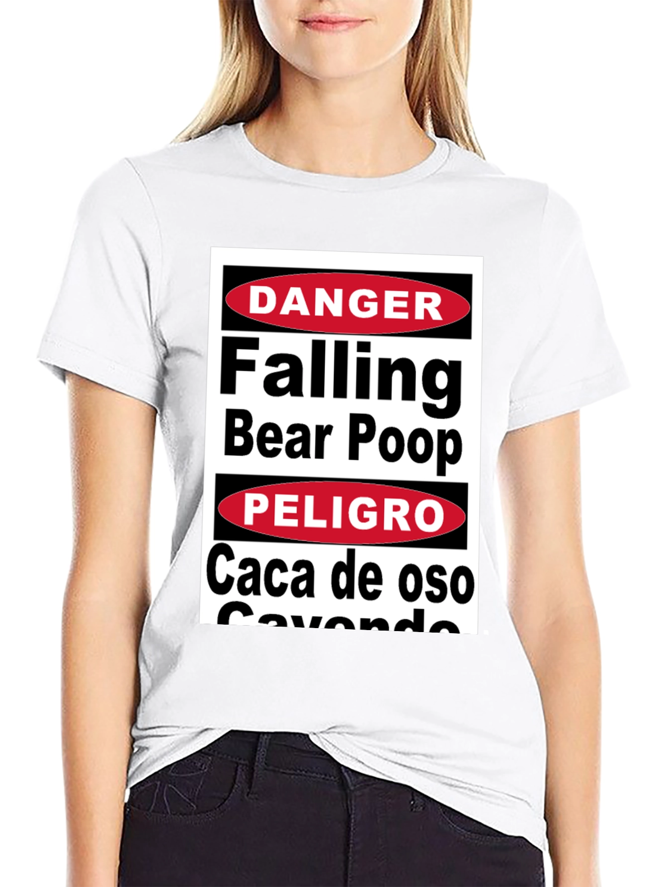 Black Danger Falling Bear Poop T-Shirt Funny Graphic Tee view 9