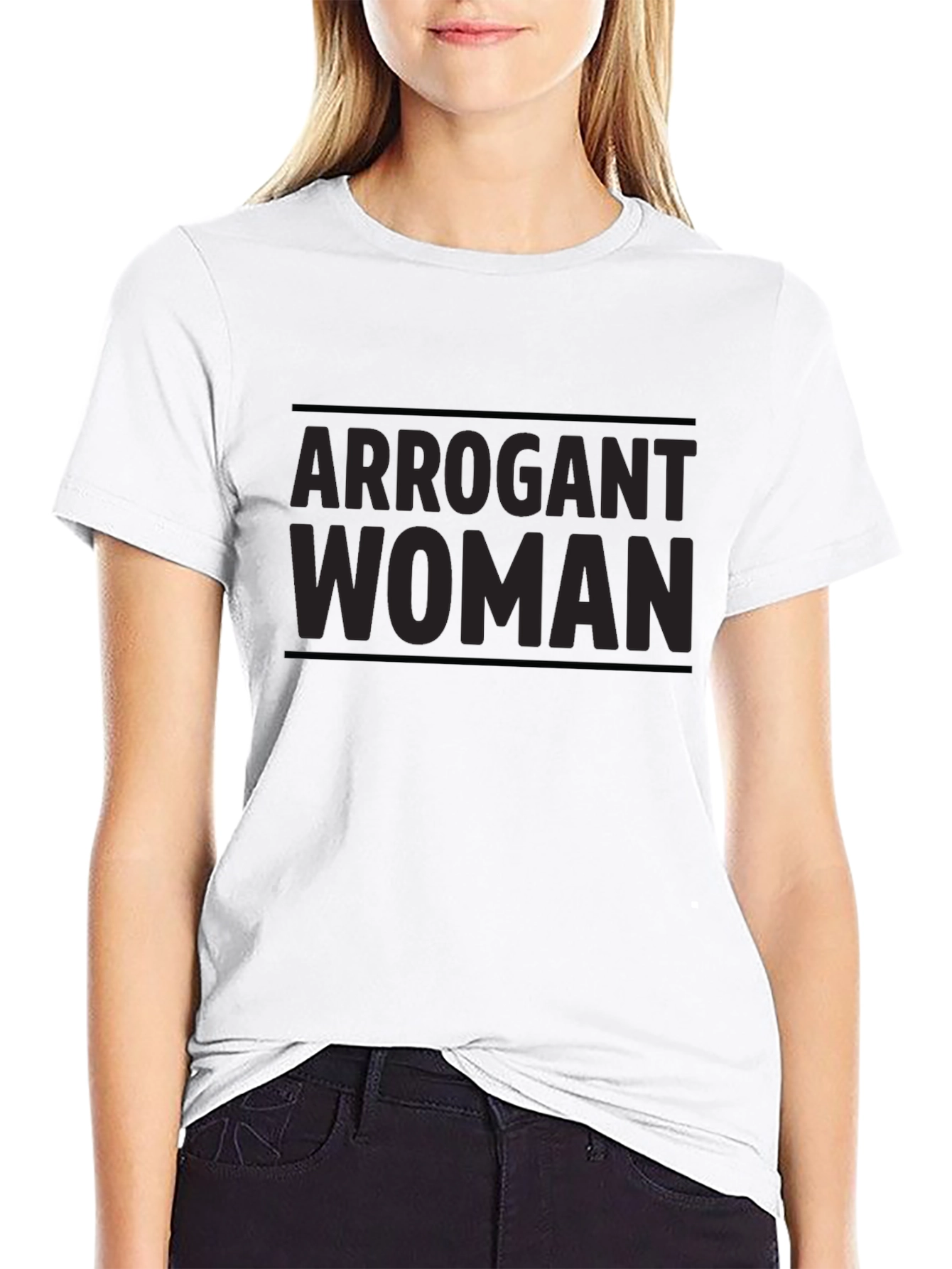 Black Arrogant Woman T-Shirt - Bold Statement Tee view 9