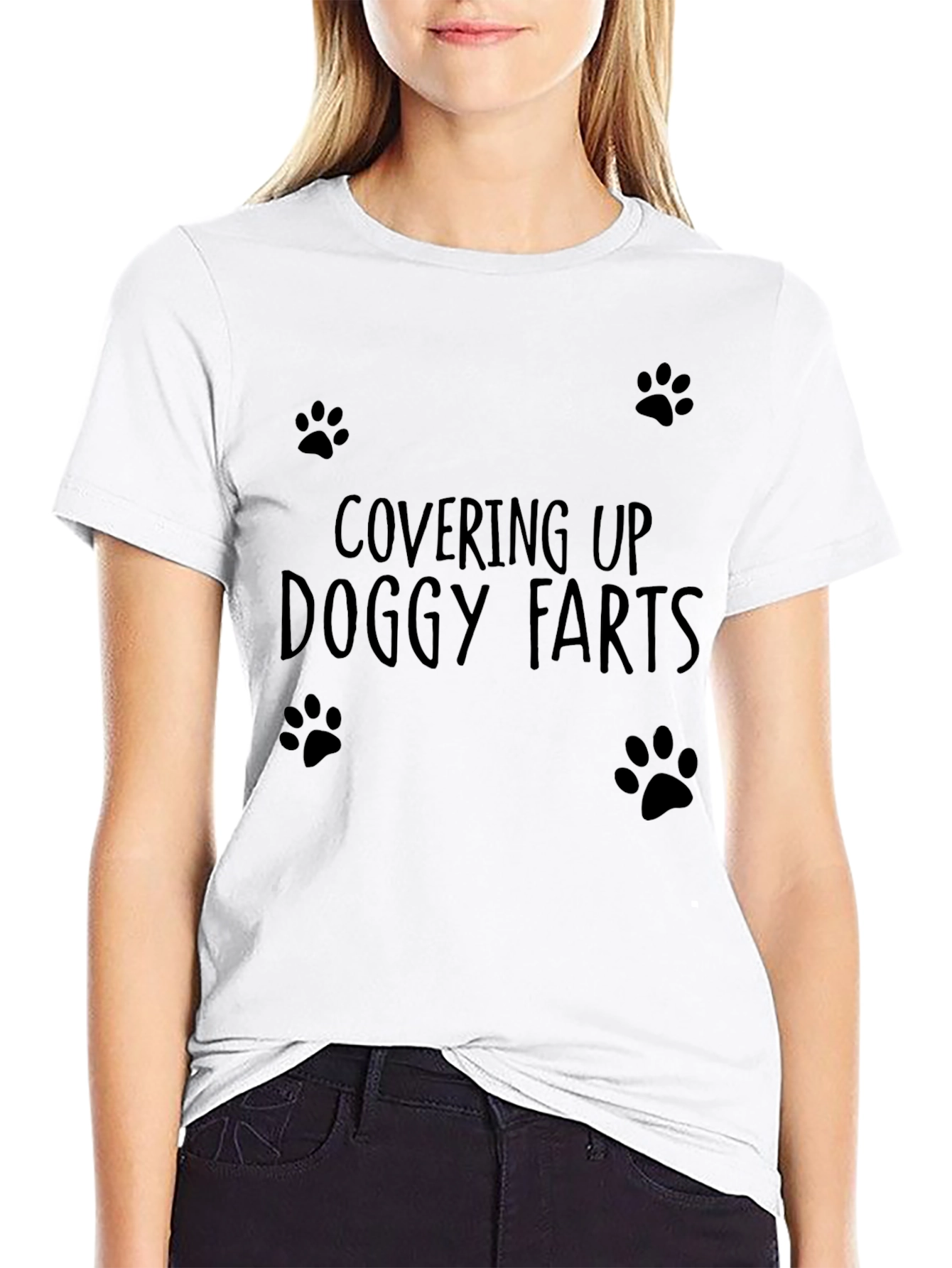 Black Covering Up Doggy Farts Graphic Tee view 9