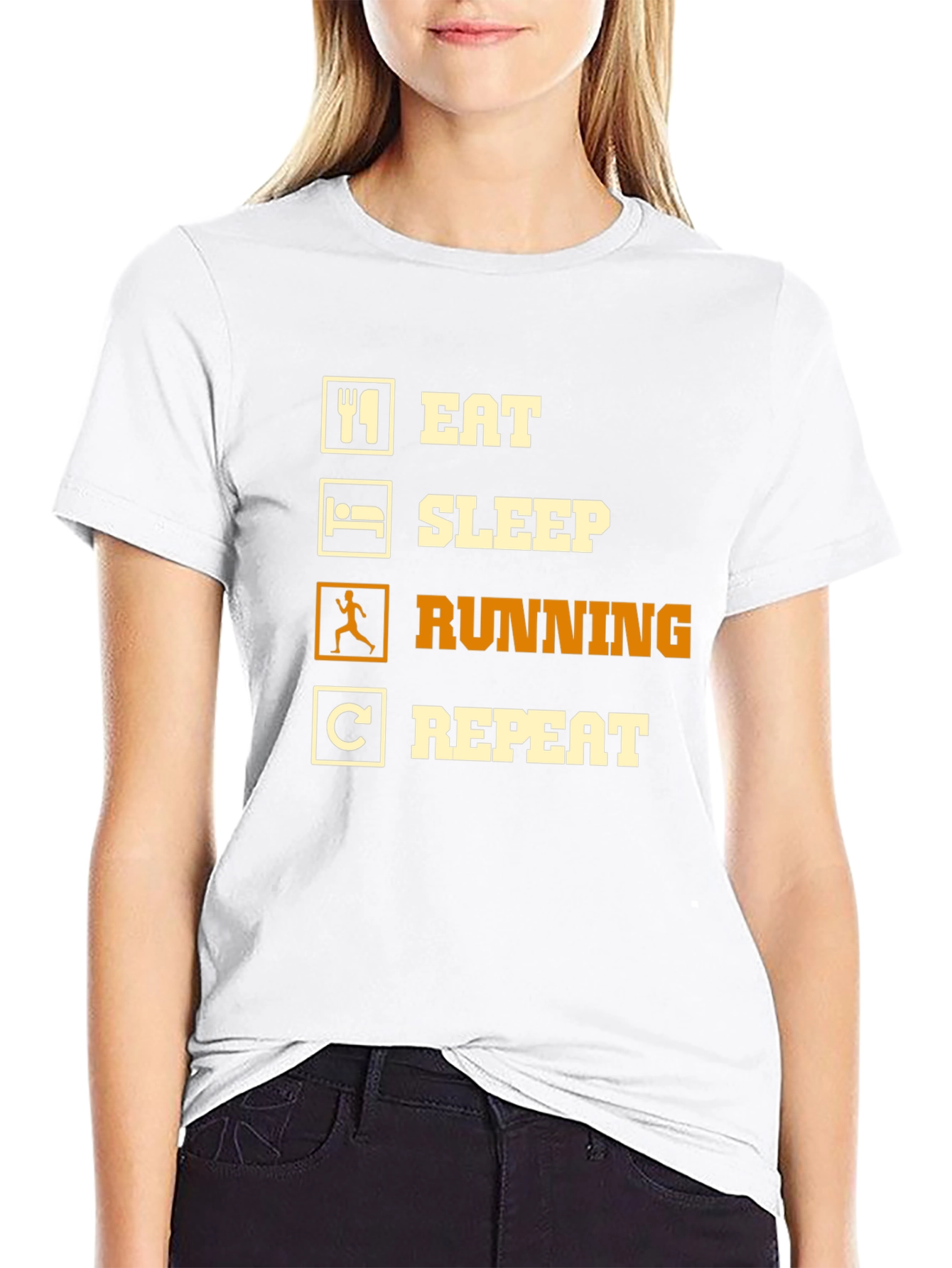 Black Eat Sleep Running Repeat Black T-Shirt view 9