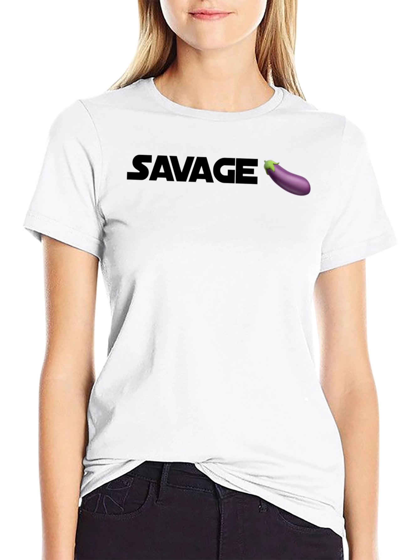 Black Savage Eggplant Graphic Tee - Unisex Black T-Shirt view 9
