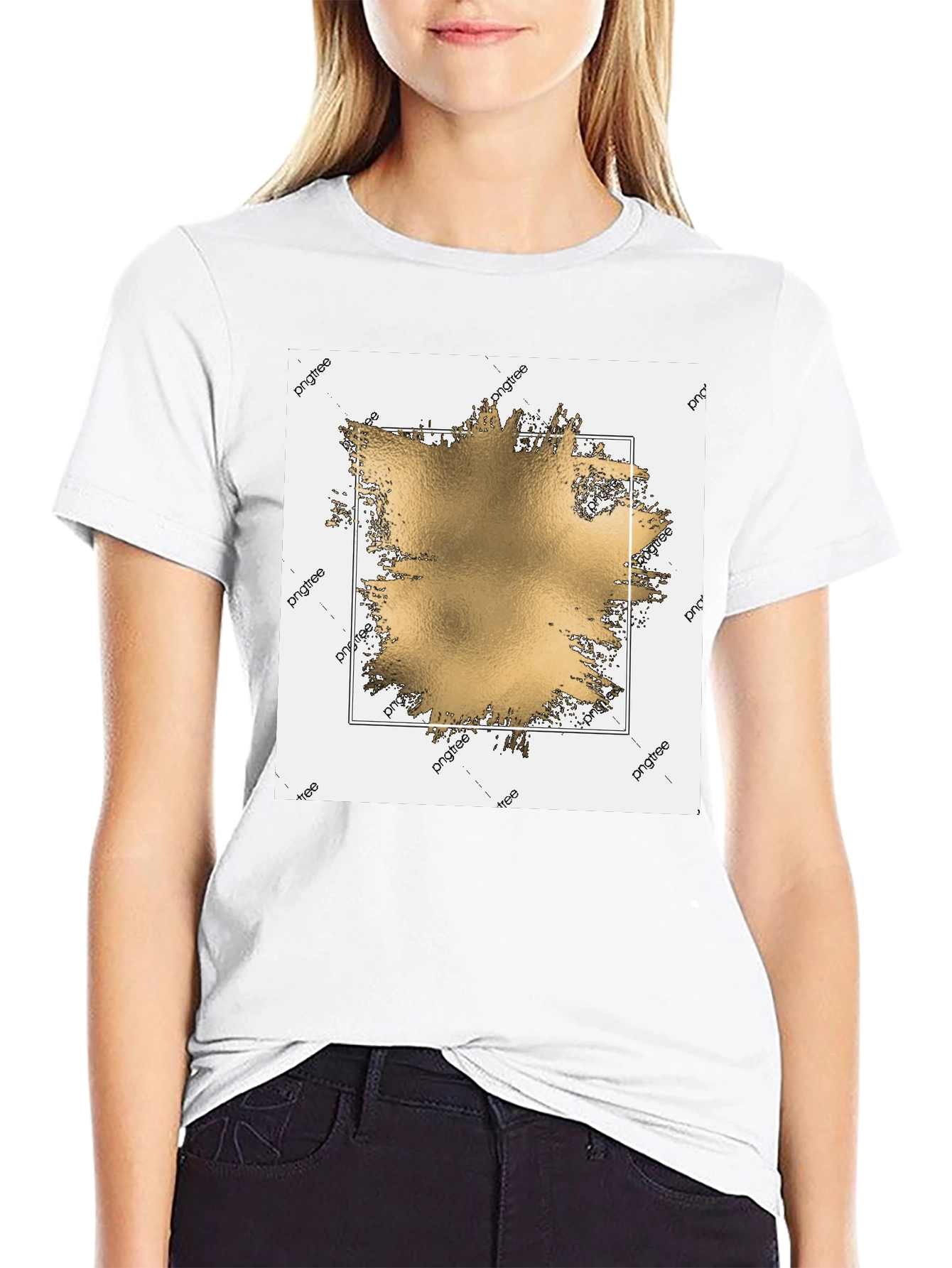 Black Modern Gold Graphic Black T-Shirt view 9