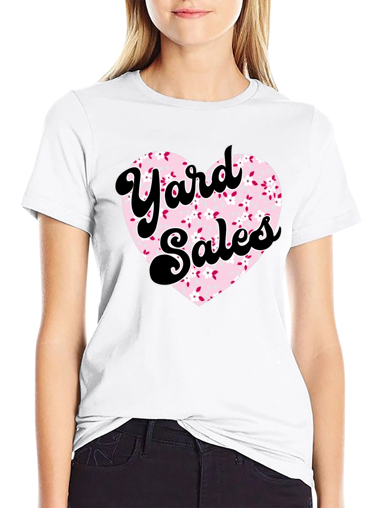 Yard Sales Heart Graphic Tee - Black Casual Shirt - 9