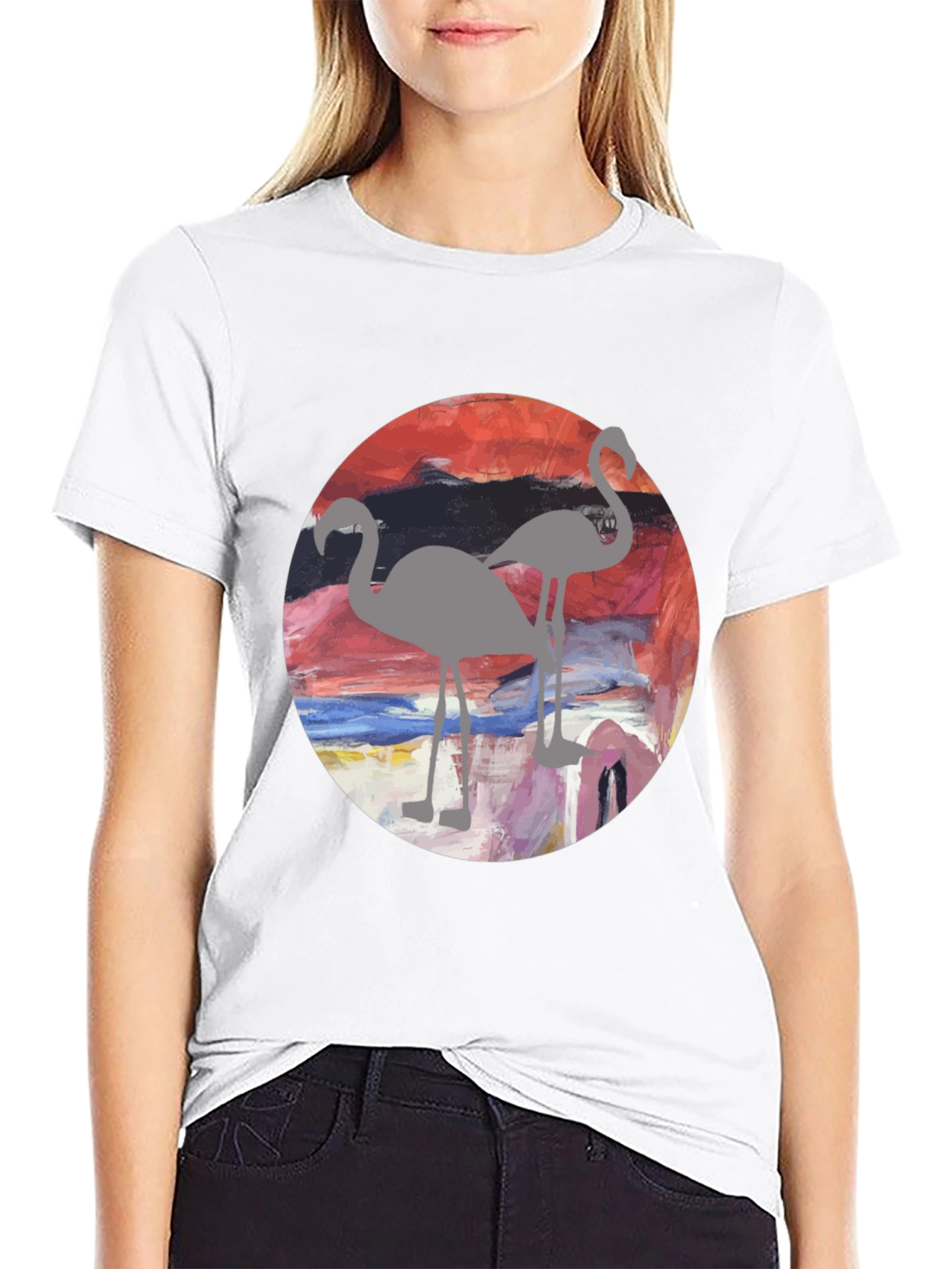 Black Flamingo Sunset Graphic Tee - Stylish Men's T-Shirt view 9
