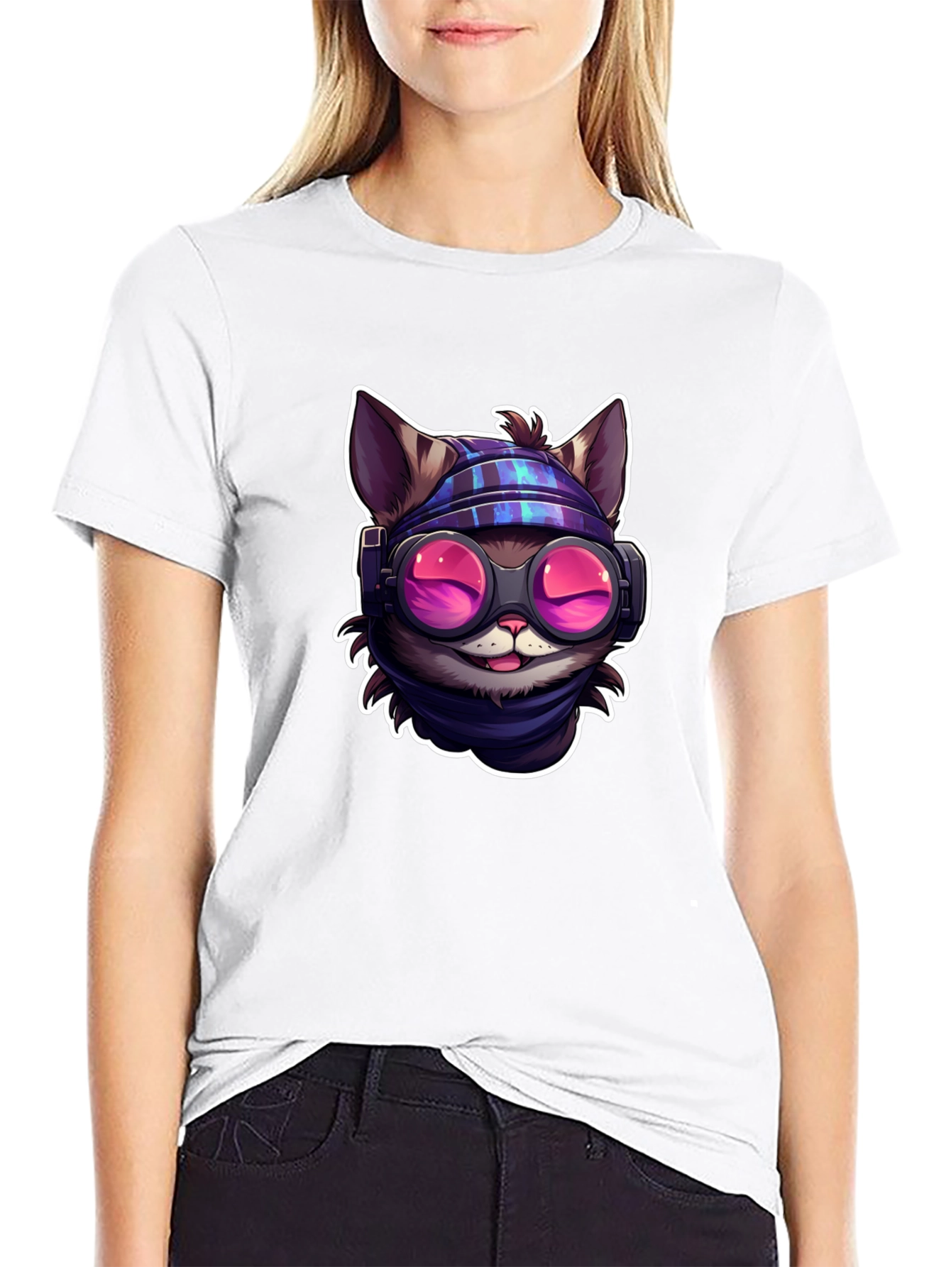 Black Cool Cat Tee - Steampunk Style view 9